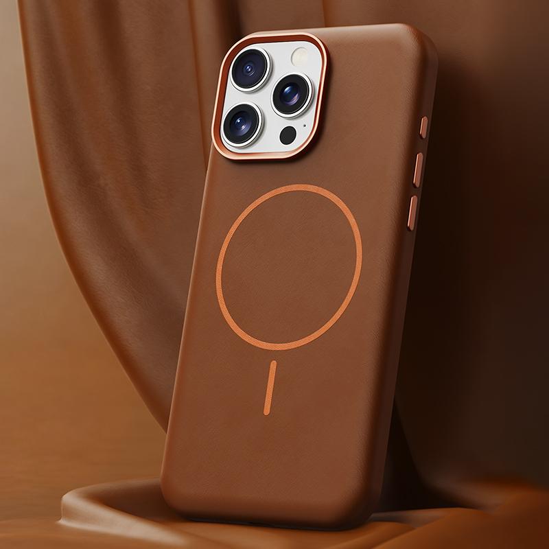 For iPhone 16 Pro Max Elephant Leather Full Coverage Magnetic Microfiber Leather PC Phone Case(Brown) - Shopkiz.com