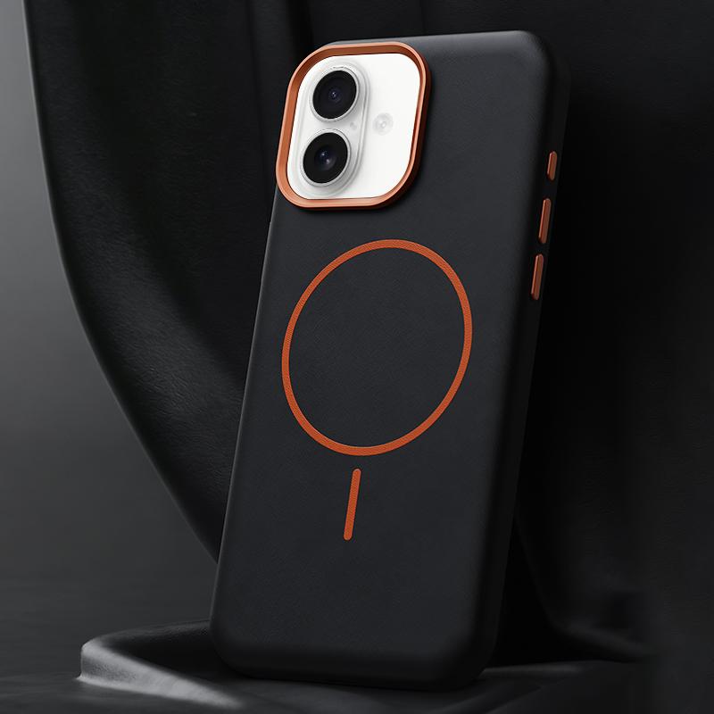For iPhone 16 Plus Elephant Leather Full Coverage Magnetic Microfiber Leather PC Phone Case(Black) - Shopkiz.com