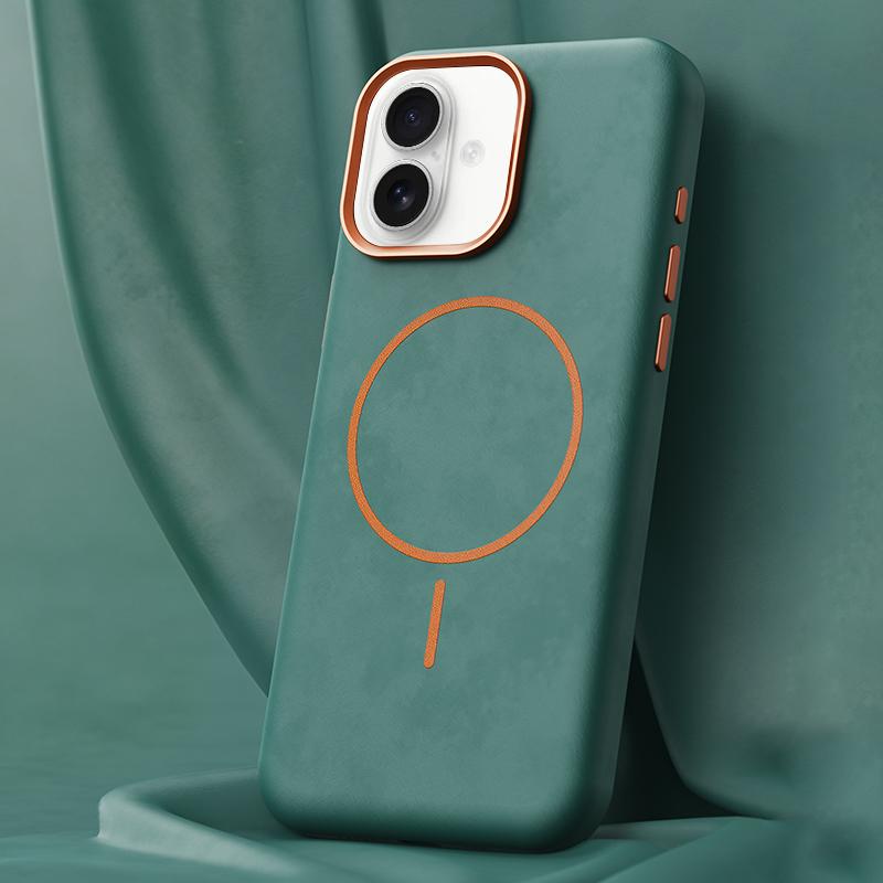 For iPhone 16 Plus Elephant Leather Full Coverage Magnetic Microfiber Leather PC Phone Case(Green) - Shopkiz.com