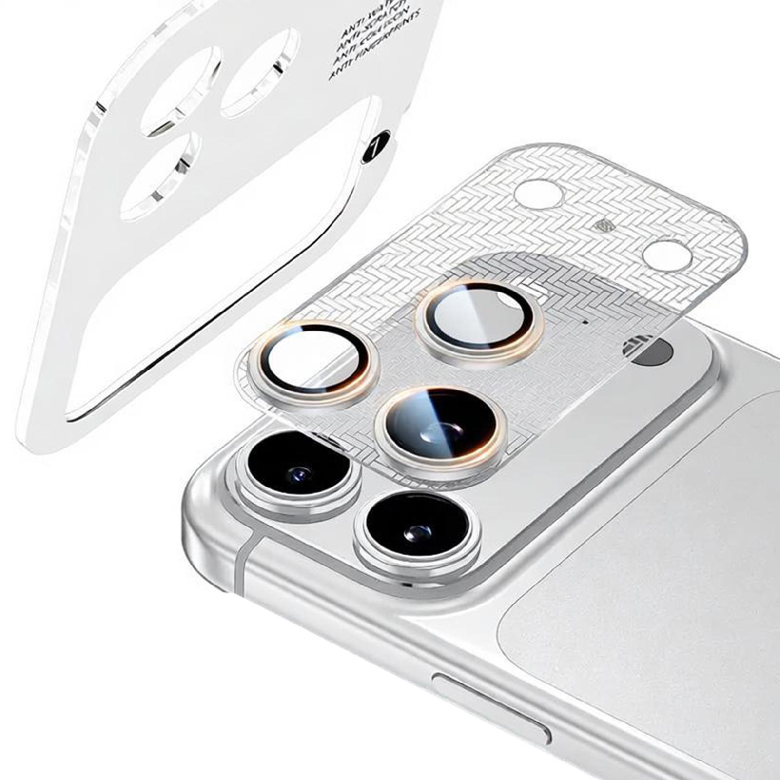 For iPhone 17 Pro Max XDcase Nickel Alloy Integrated Cicada Wing Hollow Base Lens Protector(Silver) - Shopkiz.com