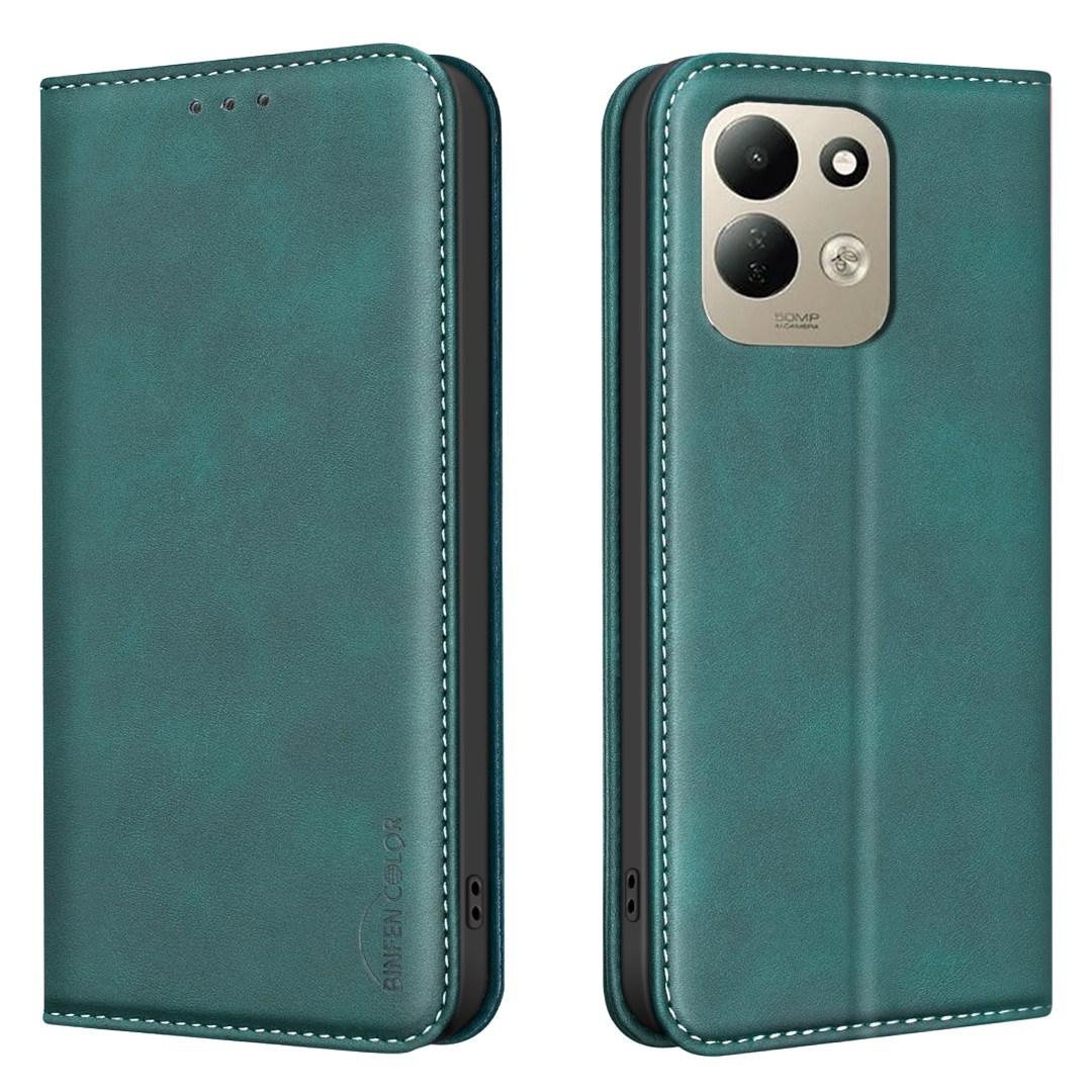 For Redmi 17 5G / 4G Global 170mm BINFEN COLOR Calfskin Texture Magnetic RFID Vegan Leather Phone Case(Green) - Shopkiz.com
