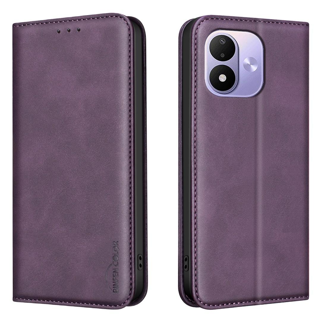 For Redmi Note 17 4G Global 171mm BINFEN COLOR Calfskin Texture Magnetic RFID Vegan Leather Phone Case(Purple) - Shopkiz.com