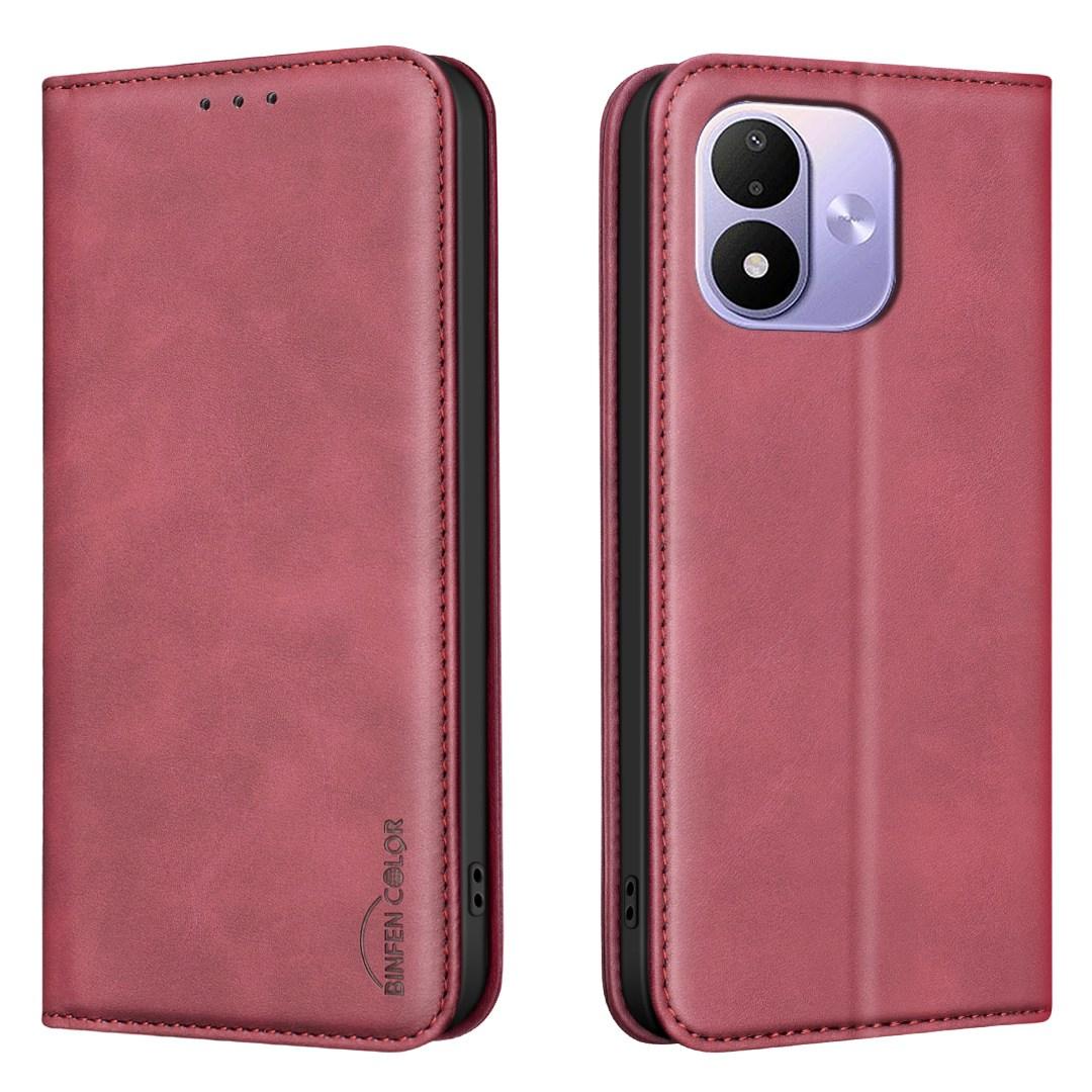 For Redmi Note 17 4G Global 171mm BINFEN COLOR Calfskin Texture Magnetic RFID Vegan Leather Phone Case(Red) - Shopkiz.com