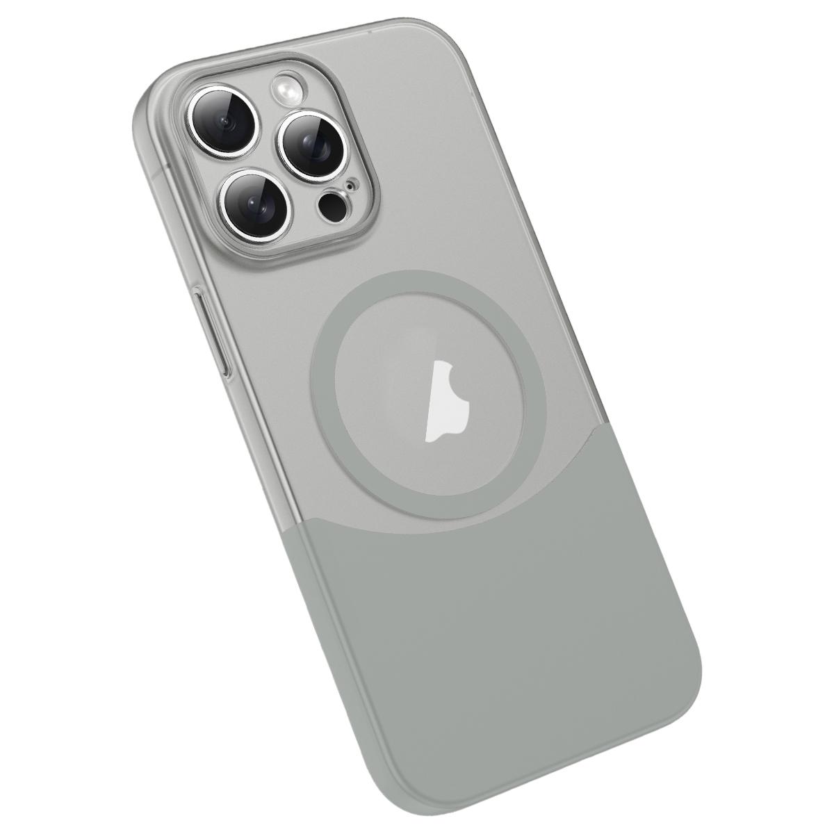 For iPhone 15 Pro Max Tenon-and-mortise Splicing Magnetic PC Phone Case(Grey) - Shopkiz.com
