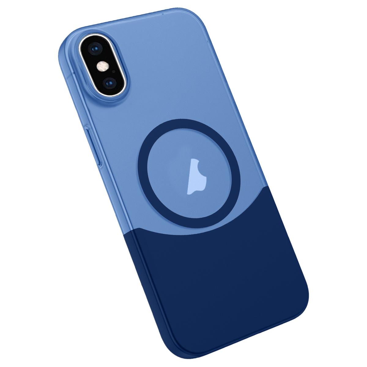 For iPhone XS Max Tenon-and-mortise Splicing Magnetic PC Phone Case(Sapphire Blue) - Shopkiz.com