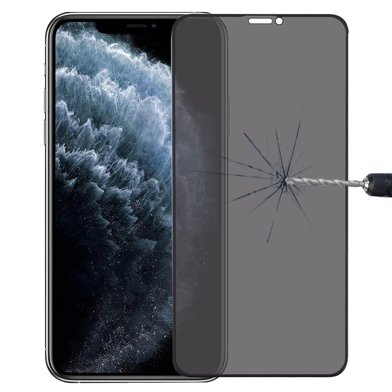 For iPhone XS Max Anti-peeping Plasma Oil Coated High Aluminum Wear-resistant Tempered Glass Film - Shopkiz.com