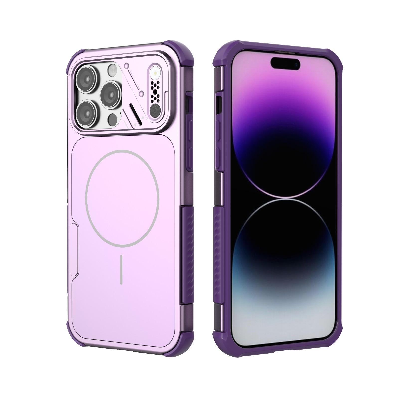 For iPhone 14 Pro Max Heat Dissipation Air Shockproof TPU + PC Magsafe Phone Case(Purple) - Shopkiz.com
