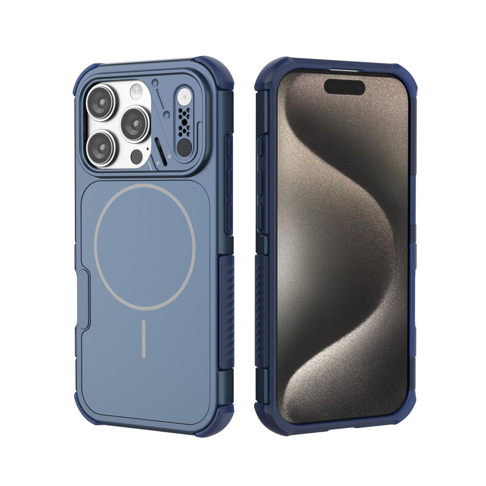 For iPhone 16 Pro Heat Dissipation Air Shockproof TPU + PC Magsafe Phone Case(Blue) - Shopkiz.com