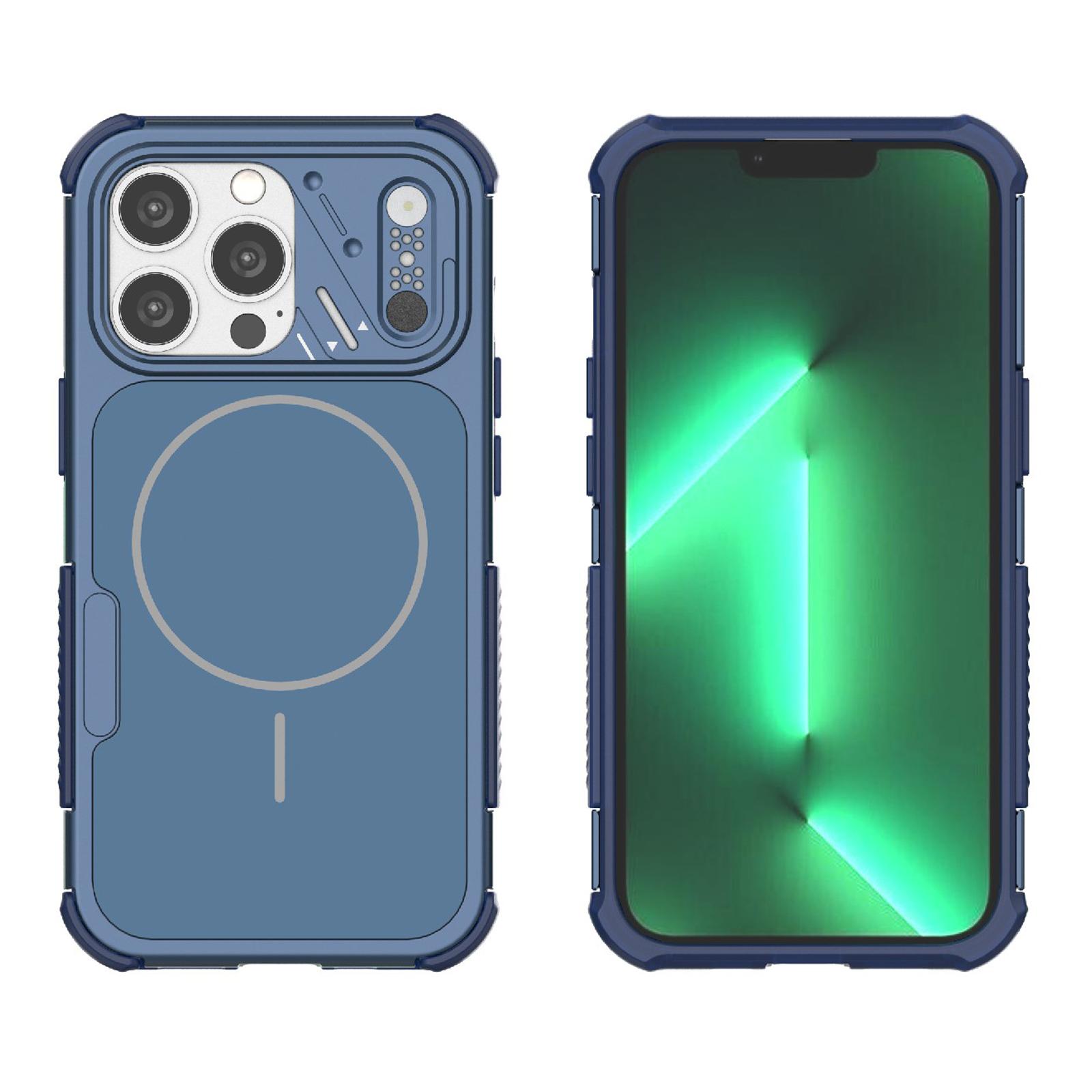 For iPhone 13 Pro Heat Dissipation Air Shockproof TPU + PC Magsafe Phone Case(Blue) - Shopkiz.com