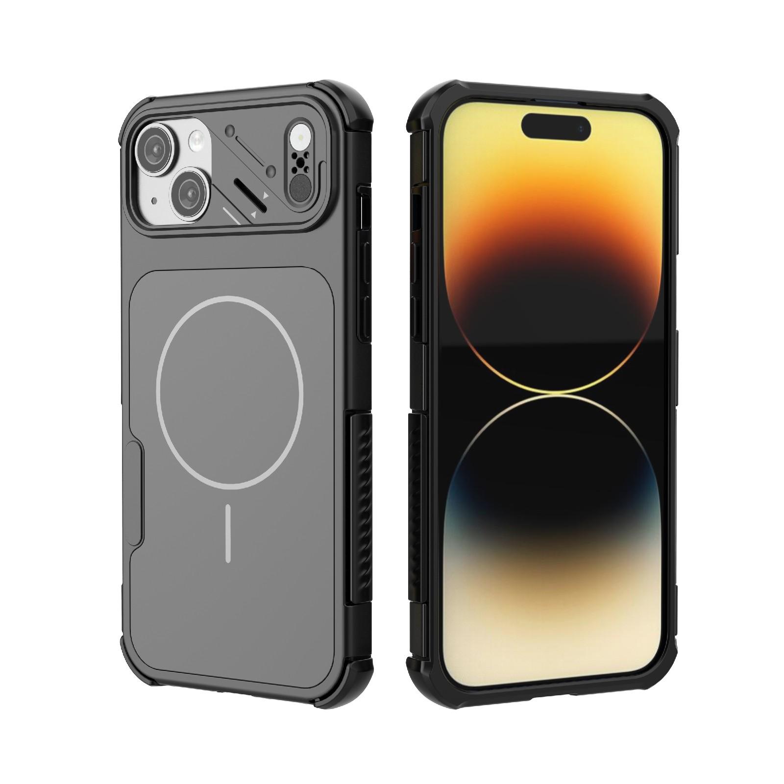 For iPhone 14 Plus Heat Dissipation Air Shockproof TPU + PC Magsafe Phone Case(Black) - Shopkiz.com