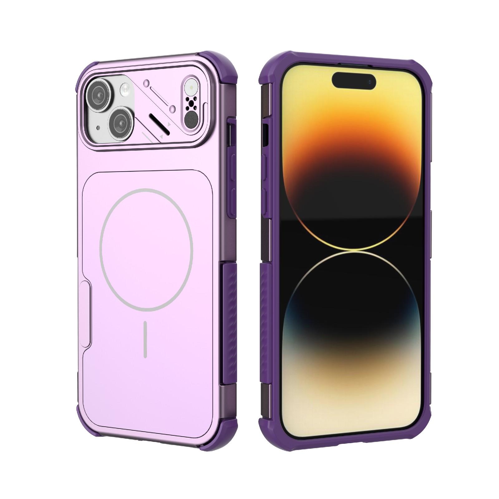 For iPhone 14 Plus Heat Dissipation Air Shockproof TPU + PC Magsafe Phone Case(Purple) - Shopkiz.com