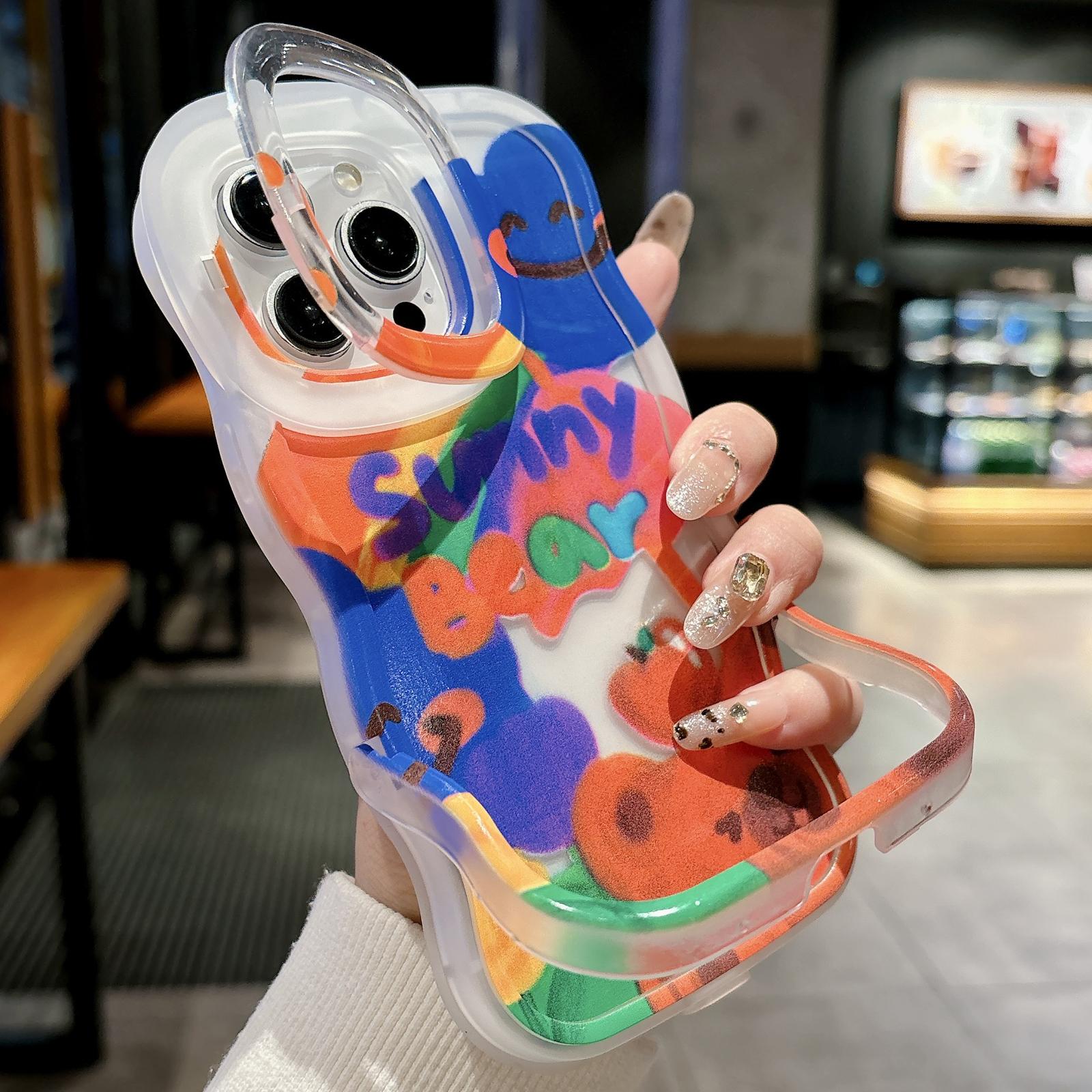 For iPhone 13 Pro Graffiti Dual Holder TPU Phone Case(Transparent White) - Shopkiz.com