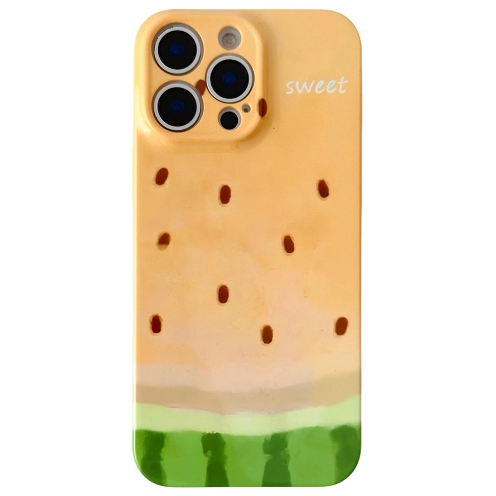 For iPhone 14 Pro Watercolor Watermelon Pattern PC Phone Case(Yellow) - Shopkiz.com