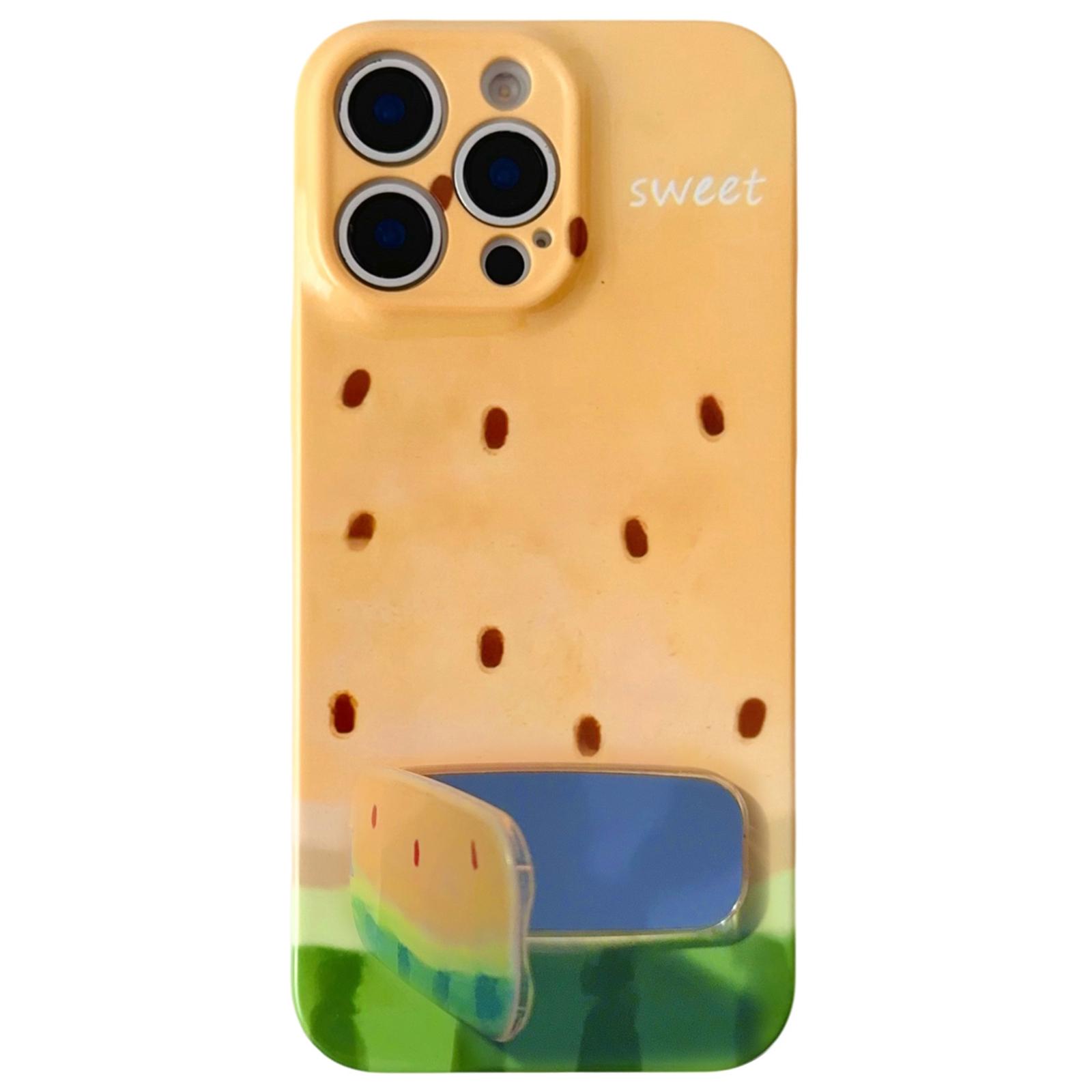 For iPhone 15 Pro Watercolor Watermelon Pattern Holder PC Phone Case(Yellow) - Shopkiz.com