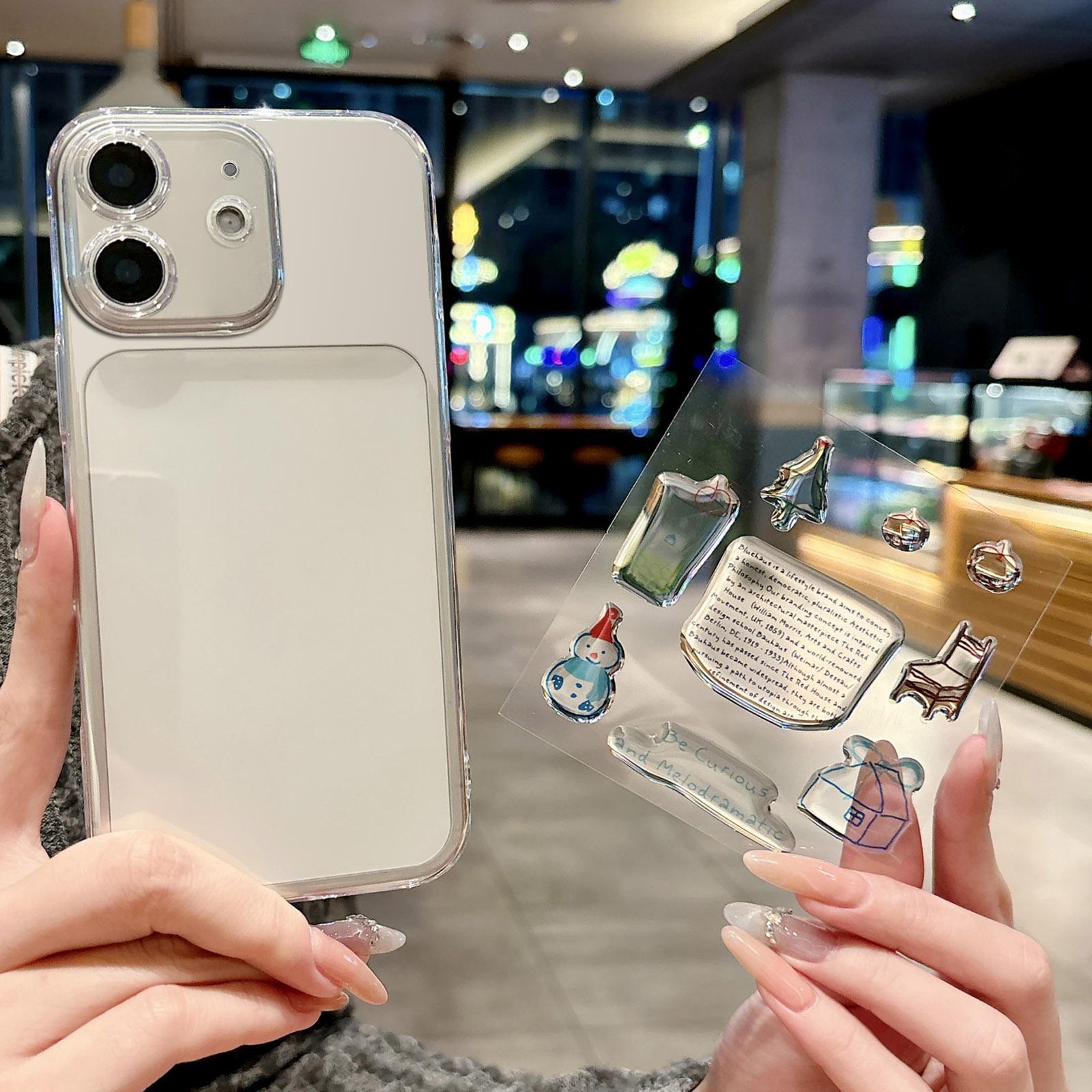 For iPhone 11 Precise Hole Shockproof Clear PC Phone Case with Resin Sticker(Snowman) - Shopkiz.com