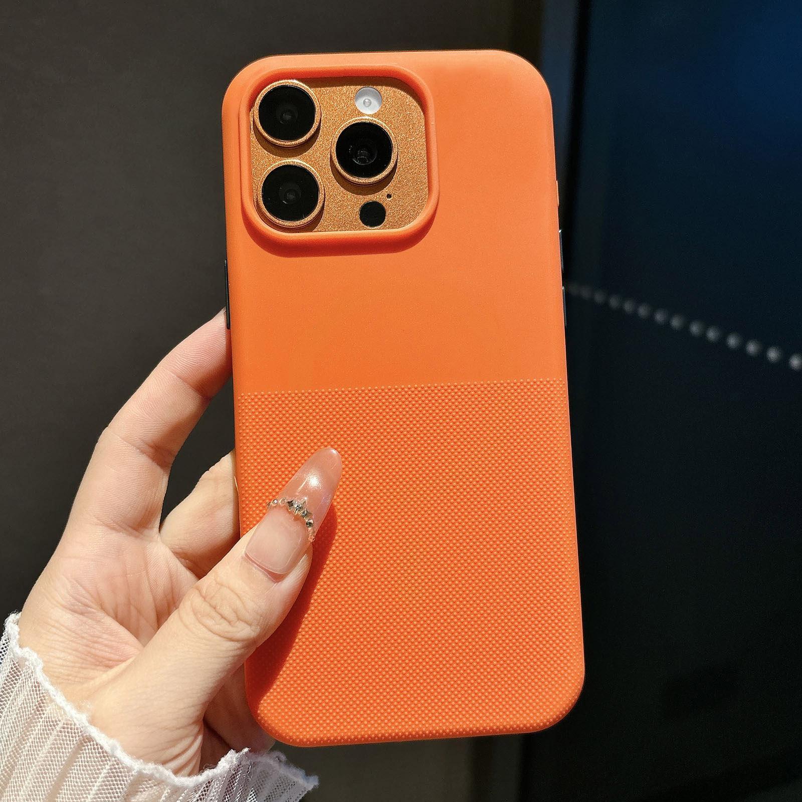 For iPhone 16 Pro Polka Dot Velvet TPU Shockproof Phone Case(Orange) - Shopkiz.com