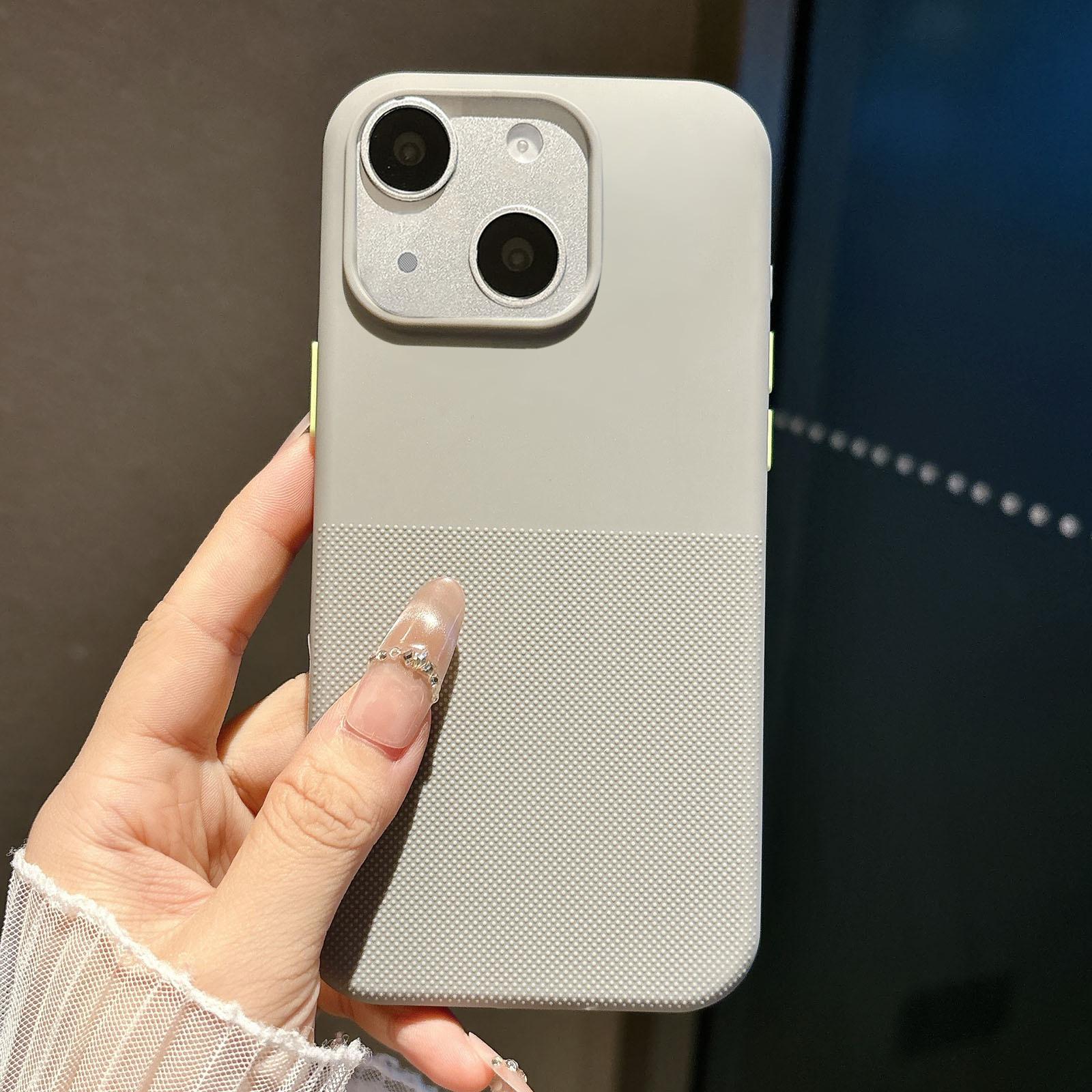 For iPhone 15 Polka Dot Velvet TPU Shockproof Phone Case(Grey) - Shopkiz.com