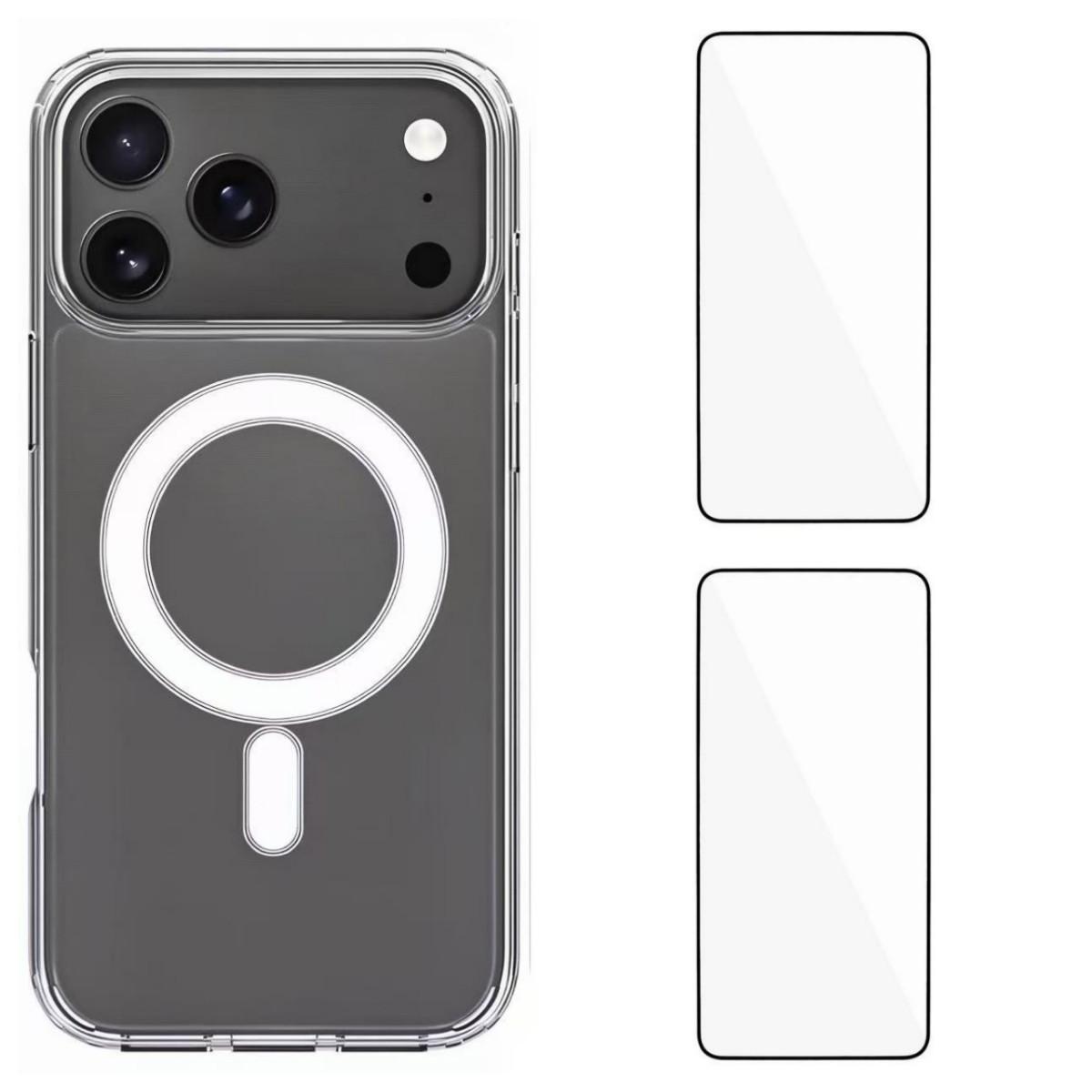 For iPhone 17 Pro WANLONFENG High-Transparency Magnetic Acrylic Phone Case with 2pcs Screen Films(Transparent) - Shopkiz.com