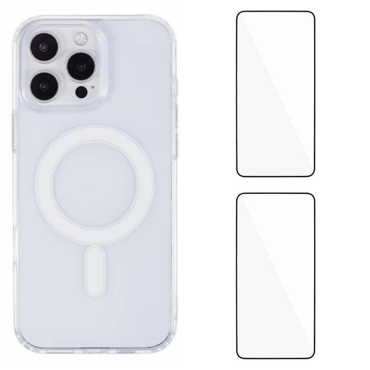 For iPhone 13 Pro Max WANLONFENG High-Transparency Magnetic Acrylic Phone Case with 2pcs Screen Films(Transparent) - Shopkiz.com