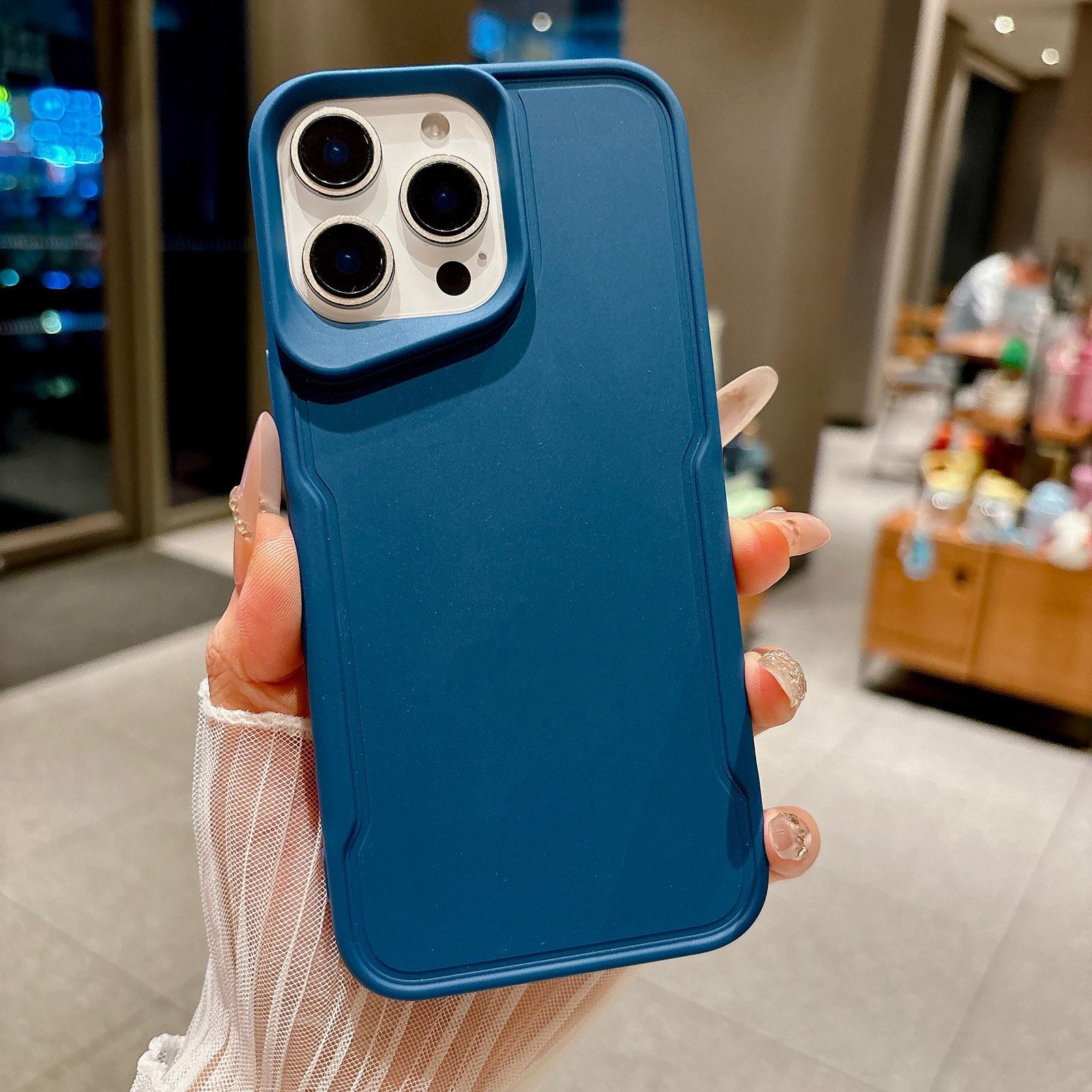 For iPhone 15 Pro Slim Waist Design Soft TPU Shockproof Phone Case(Dark Blue) - Shopkiz.com