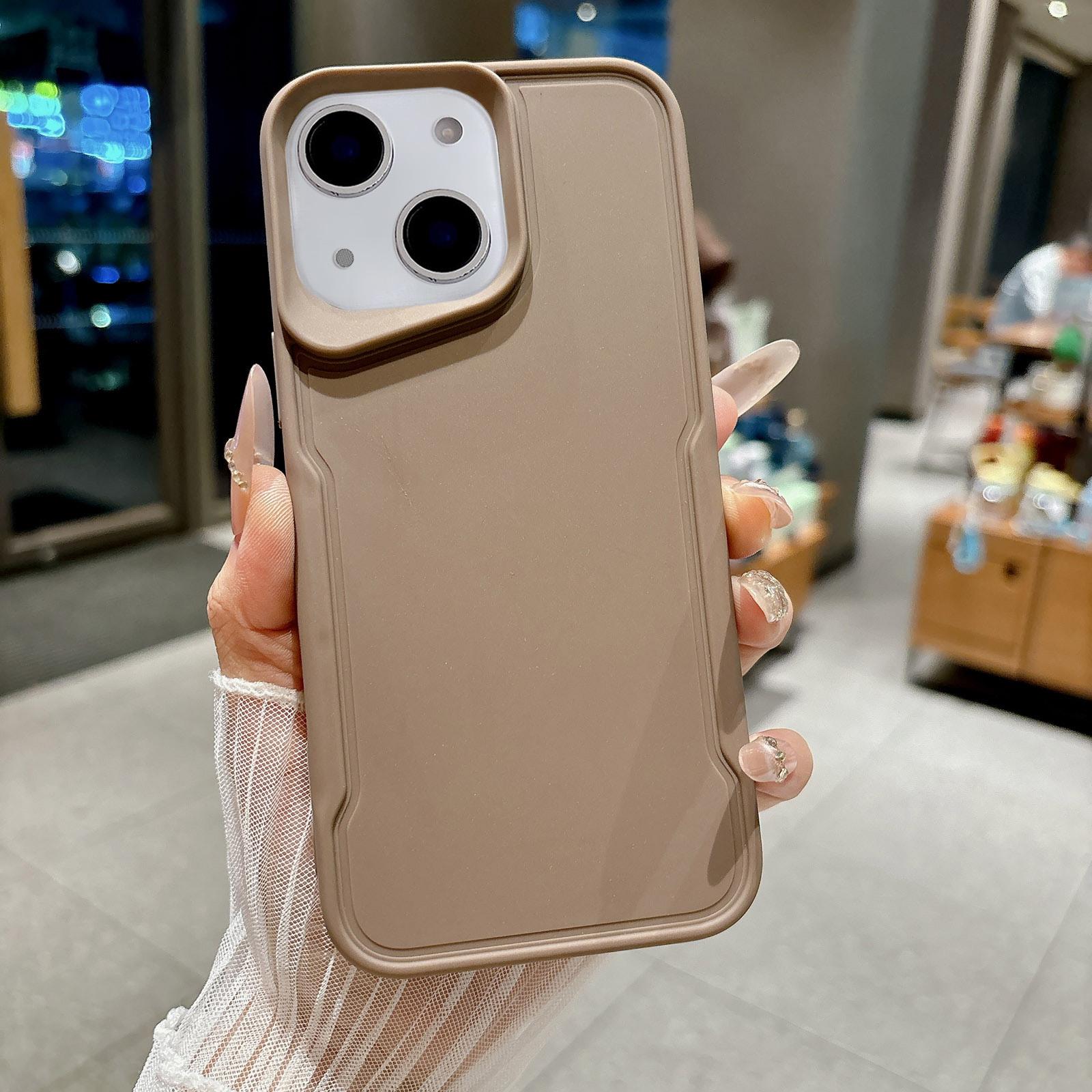 For iPhone 13 Slim Waist Design Soft TPU Shockproof Phone Case(Khaki) - Shopkiz.com