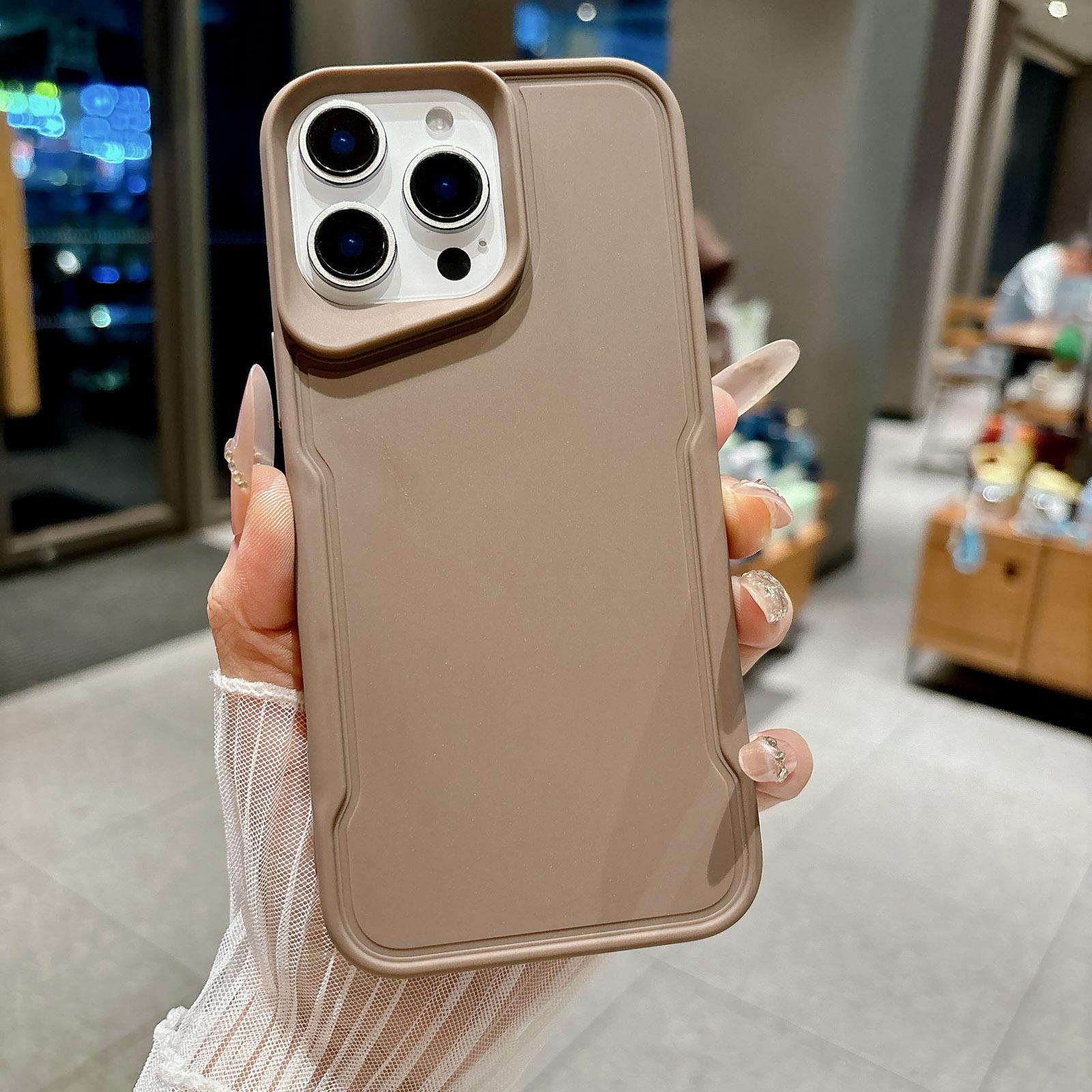 For iPhone 12 Pro Slim Waist Design Soft TPU Shockproof Phone Case(Khaki) - Shopkiz.com