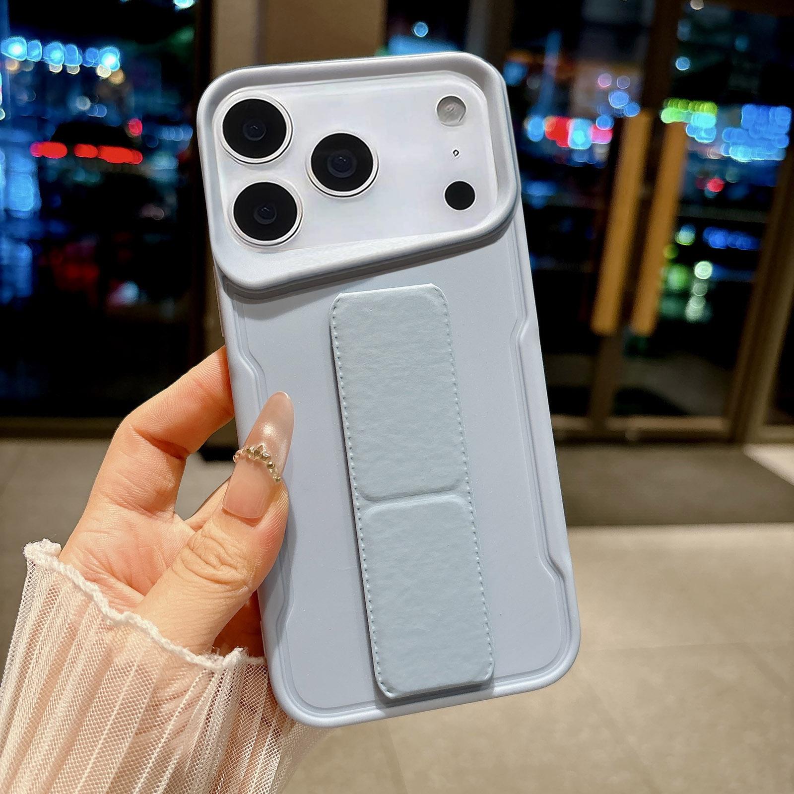For iPhone 17 Pro Slim Waist Design Soft TPU Shockproof Phone Case with Fold Holder(Sierra Blue) - Shopkiz.com