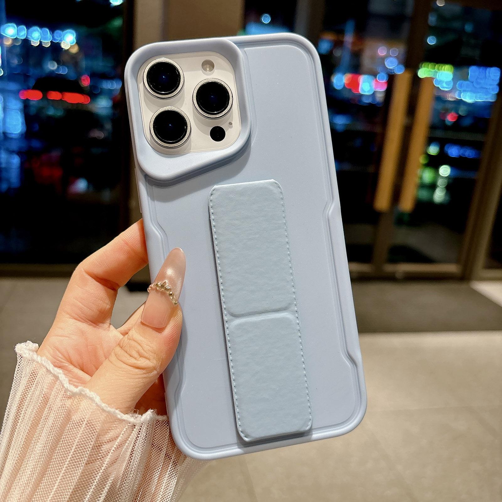 For iPhone 12 Pro Slim Waist Design Soft TPU Shockproof Phone Case with Fold Holder(Sierra Blue) - Shopkiz.com
