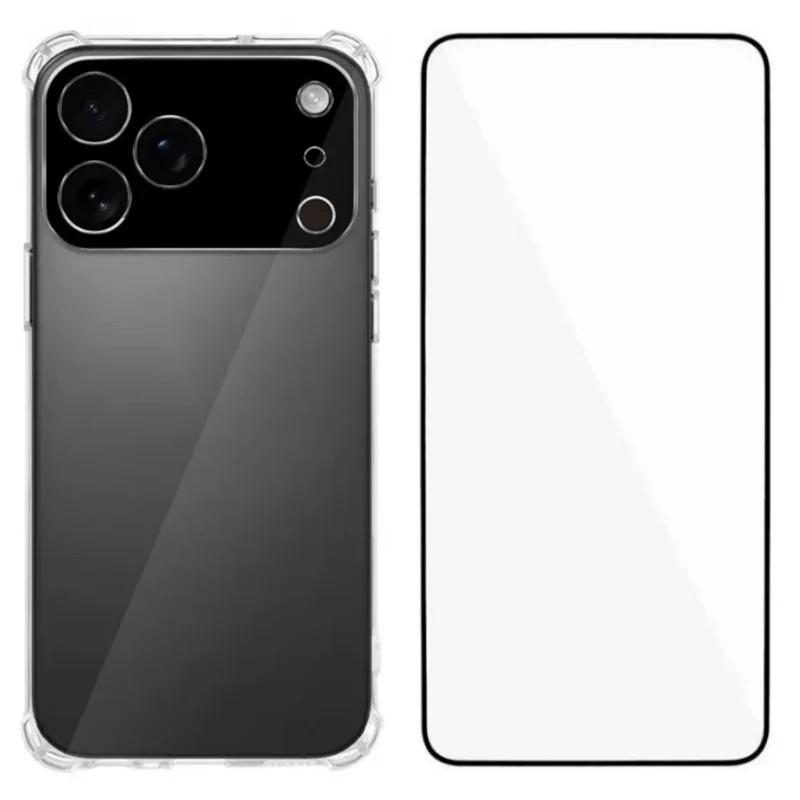 For iPhone 17 Pro Max Airbag Corners Transparent TPU Phone Case with Screen Film(Transparent) - Shopkiz.com