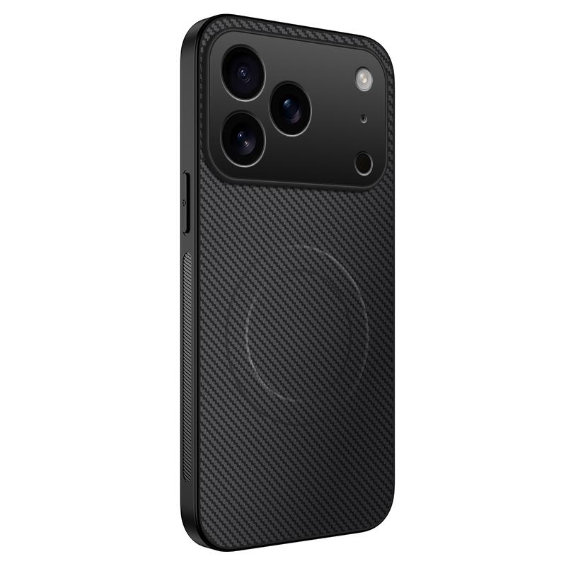 For iPhone 18 Pro WANLONFENG TQ Series Magnetic Carbon Fiber Texture PC Hybrid TPU Phone Case(Black) - Shopkiz.com