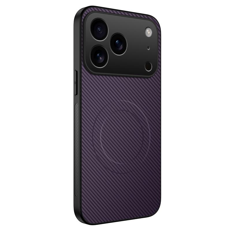 For iPhone 18 Pro WANLONFENG TQ Series Magnetic Carbon Fiber Texture PC Hybrid TPU Phone Case(Purple) - Shopkiz.com