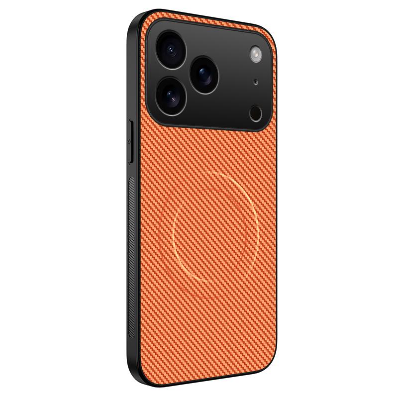 For iPhone 18 Pro Max WANLONFENG TQ Series Magnetic Carbon Fiber Texture PC Hybrid TPU Phone Case(Orange) - Shopkiz.com