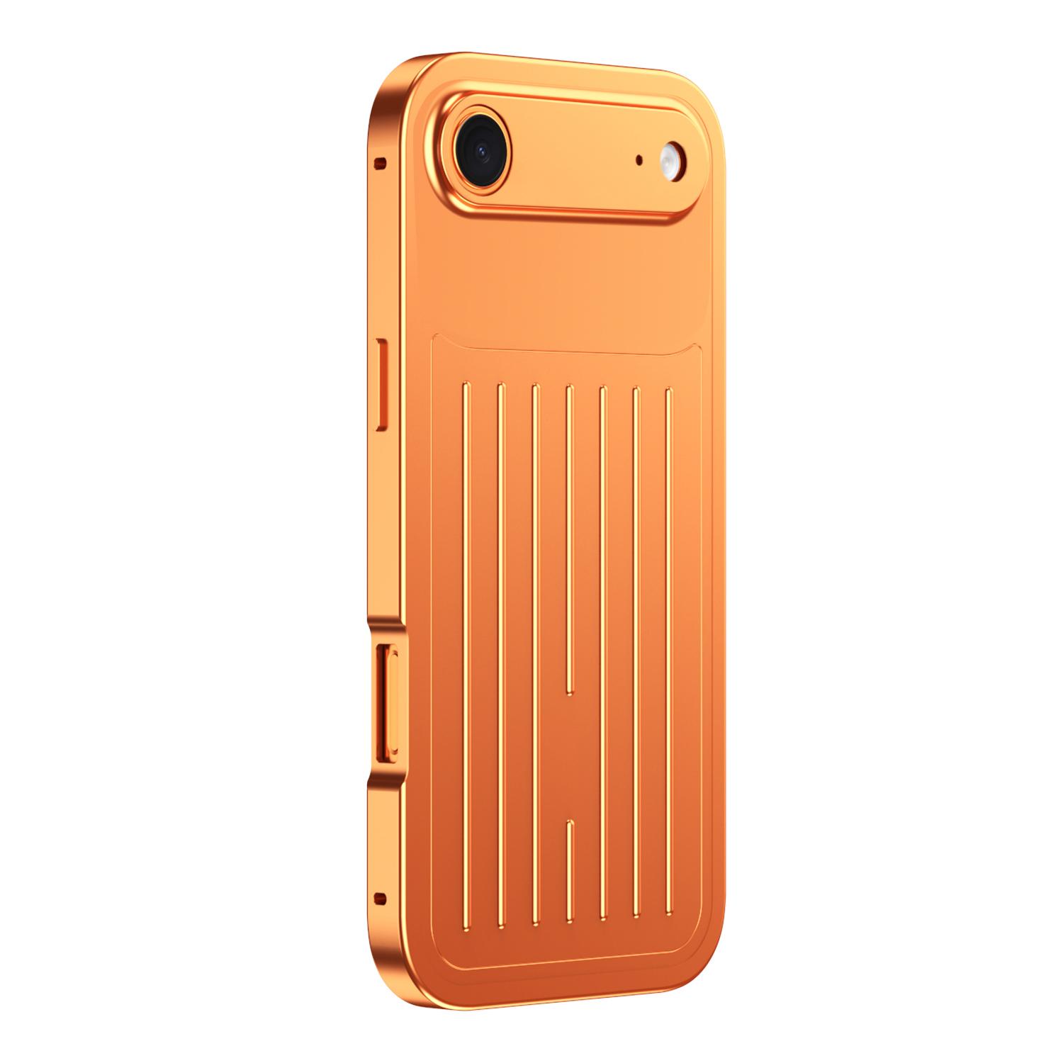 For iPhone Air Suitcase Texture Magnetic King Series Aluminum Alloy Phone Case with Tempered Glass Film(Orange) - Shopkiz.com