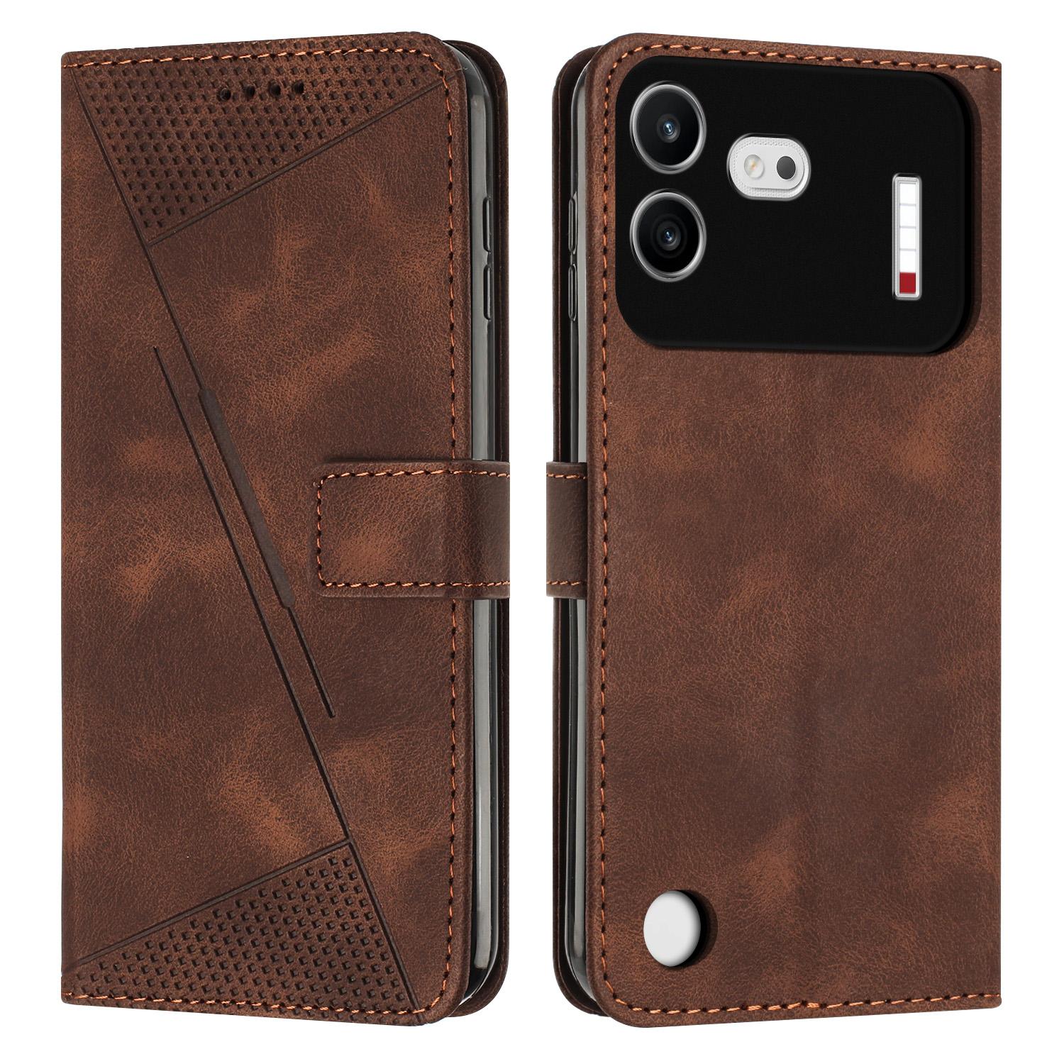 For Nothing Phone 4b Dream Triangle Leather Phone Case with Lanyard(Brown) - Shopkiz.com