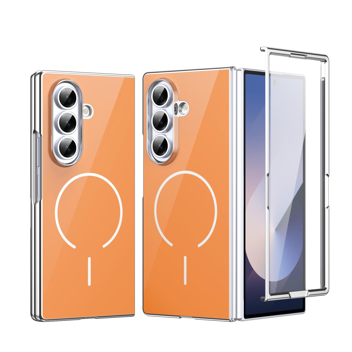 For Galaxy Z Fold8 Ultra 5G Integrated Glass Scratch Resistant Magnetic Phone Case(Orange) - Shopkiz.com