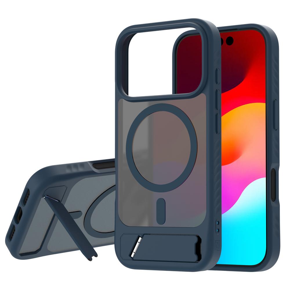 For iPhone 17 Pro Max LeReach Le-Chic Series Integrated Hidden Kickstand Magnetic Phone Case(Blue) - Shopkiz.com