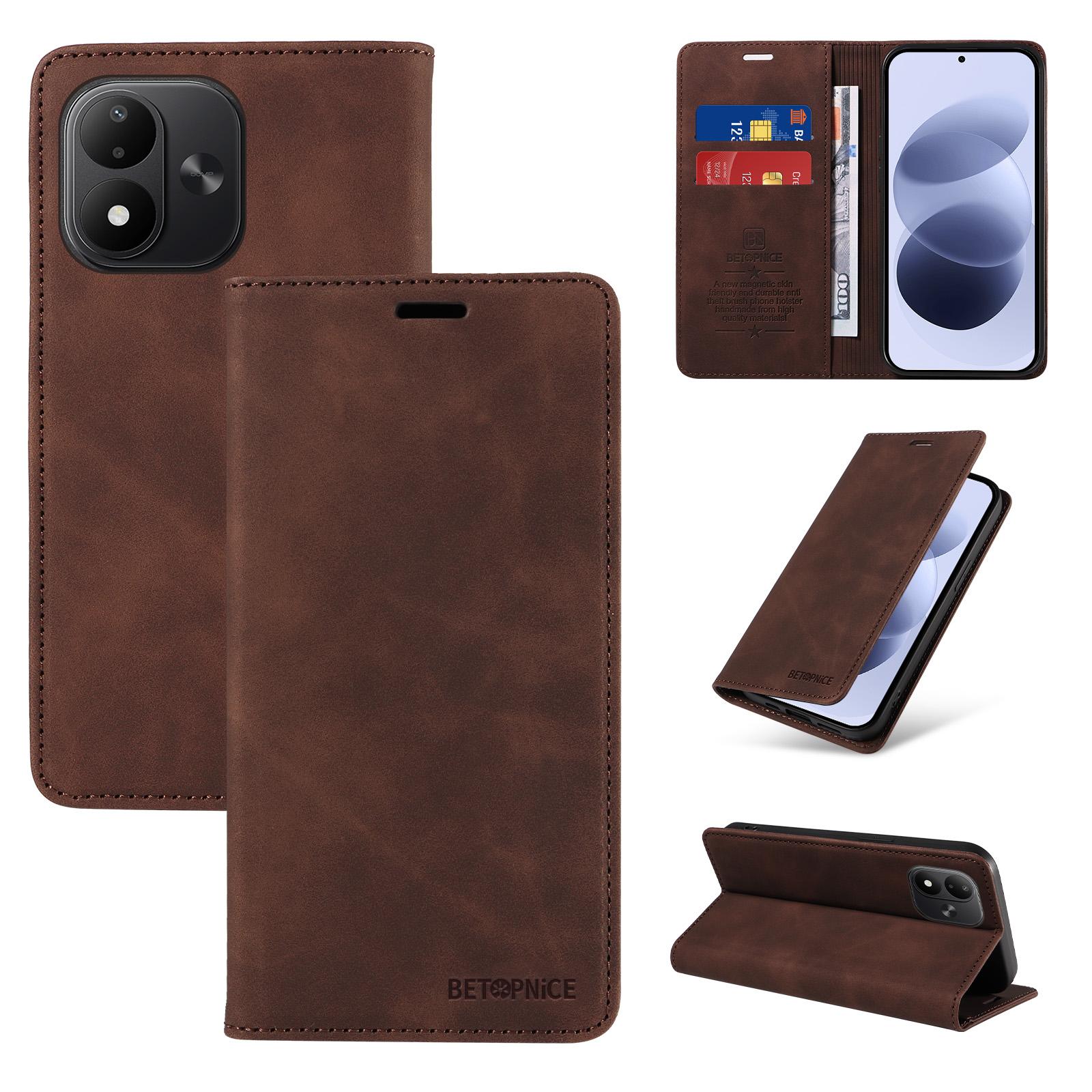 For Redmi Note 17 5G / 4G Global 171mm BETOPNICE Suction RFID Anti-theft Leather Phone Case(Brown) - Shopkiz.com