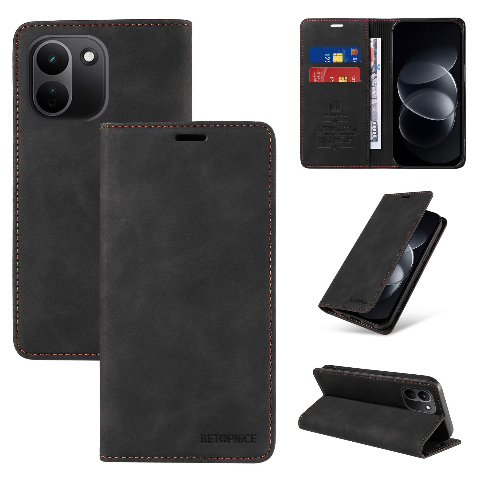 For Redmi Note 17 Pro+ 5G Global 163mm BETOPNICE Suction RFID Anti-theft Leather Phone Case(Black) - Shopkiz.com