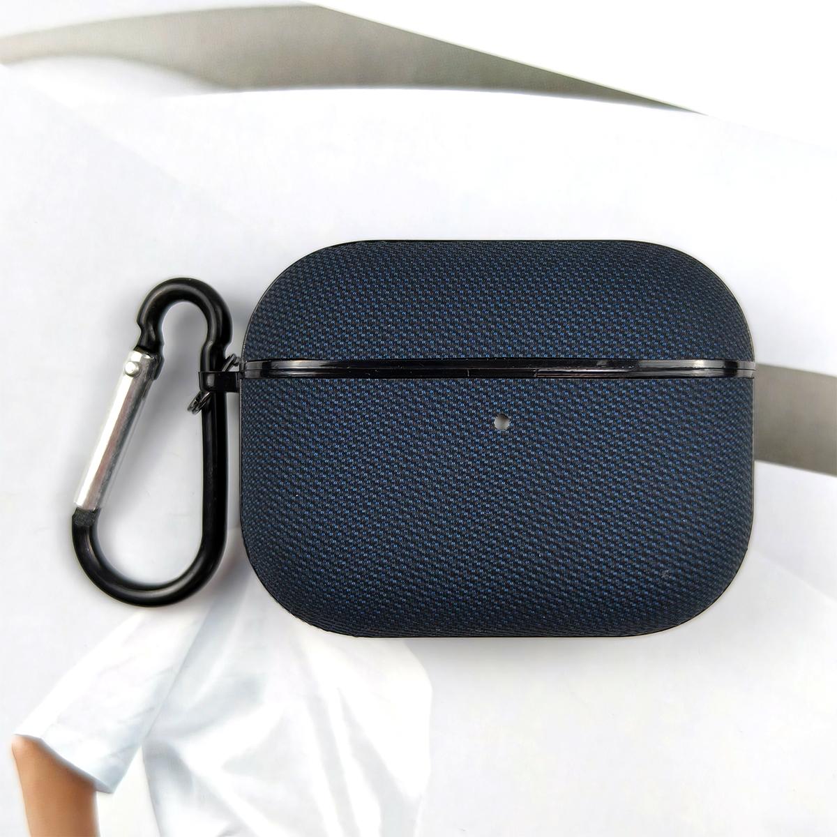 For AirPods Pro 3 Technical Fabric Double Strand Leather Earphone Protective Case(Blue) - Shopkiz.com