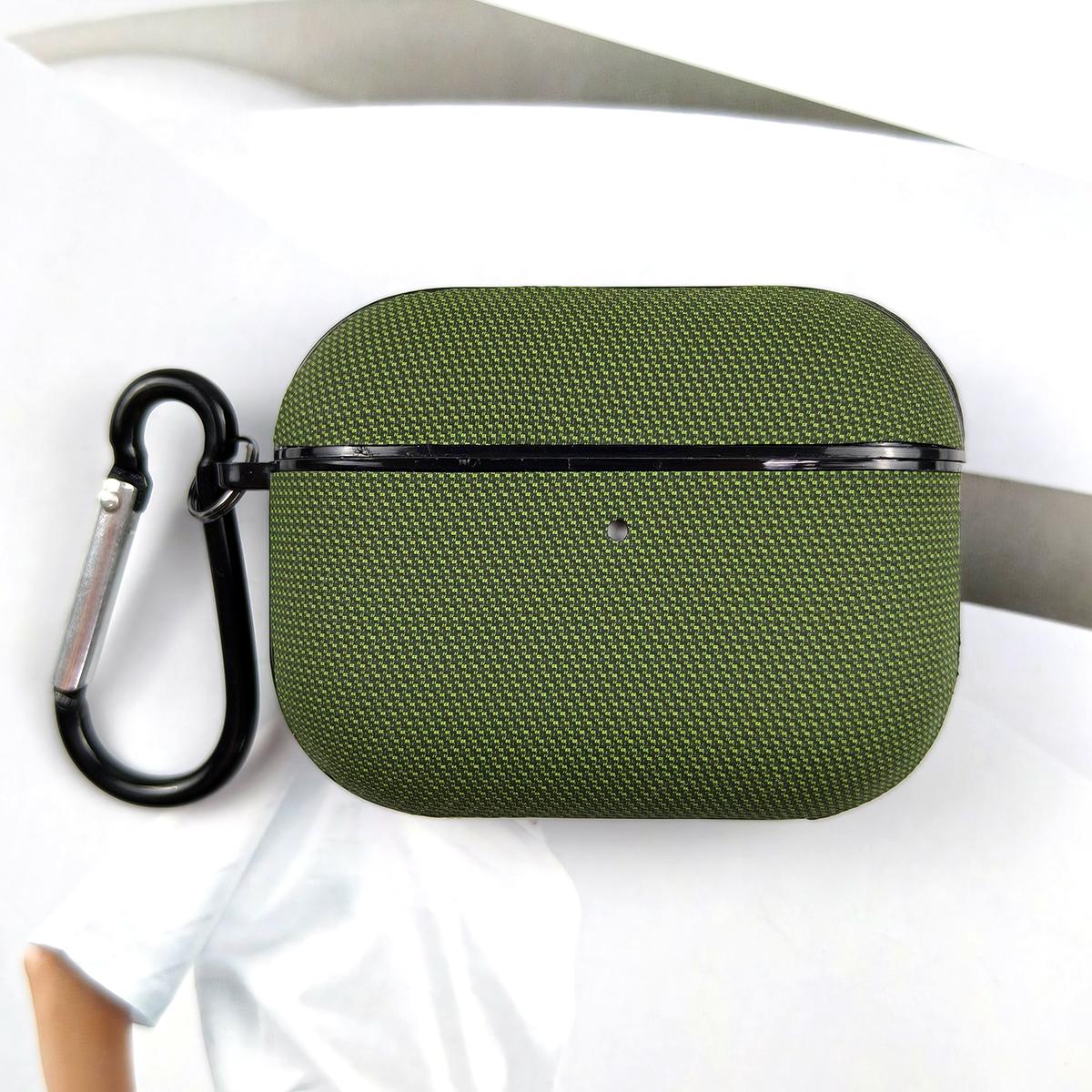 For AirPods Pro 3 Technical Fabric Double Strand Leather Earphone Protective Case(Green) - Shopkiz.com