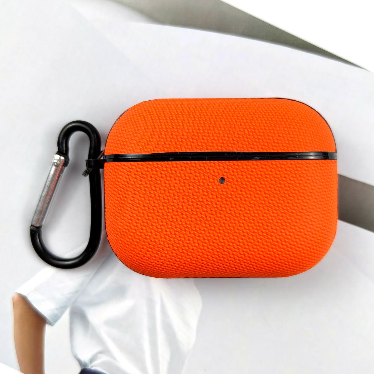 For AirPods Pro 2 Technical Fabric Double Strand Leather Earphone Protective Case(Orange) - Shopkiz.com