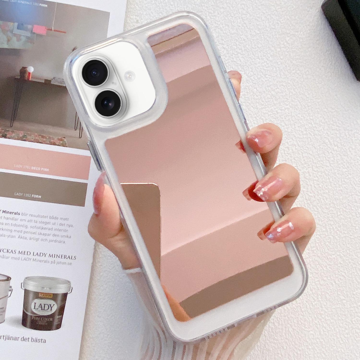 For iPhone 17 Mirror TPU Phone Case(Pink) - Shopkiz.com