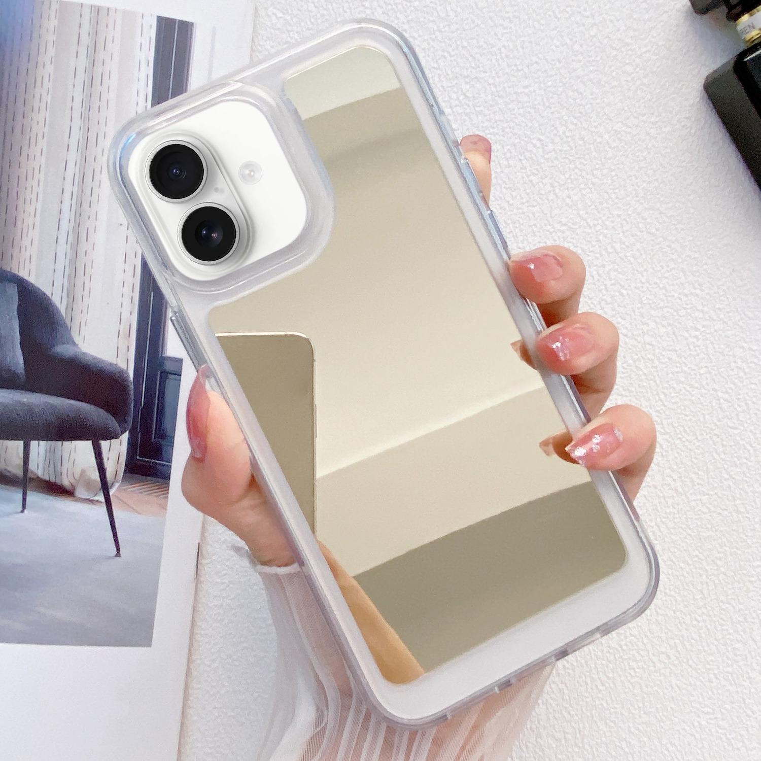 For iPhone 16 Mirror TPU Phone Case(Gold) - Shopkiz.com
