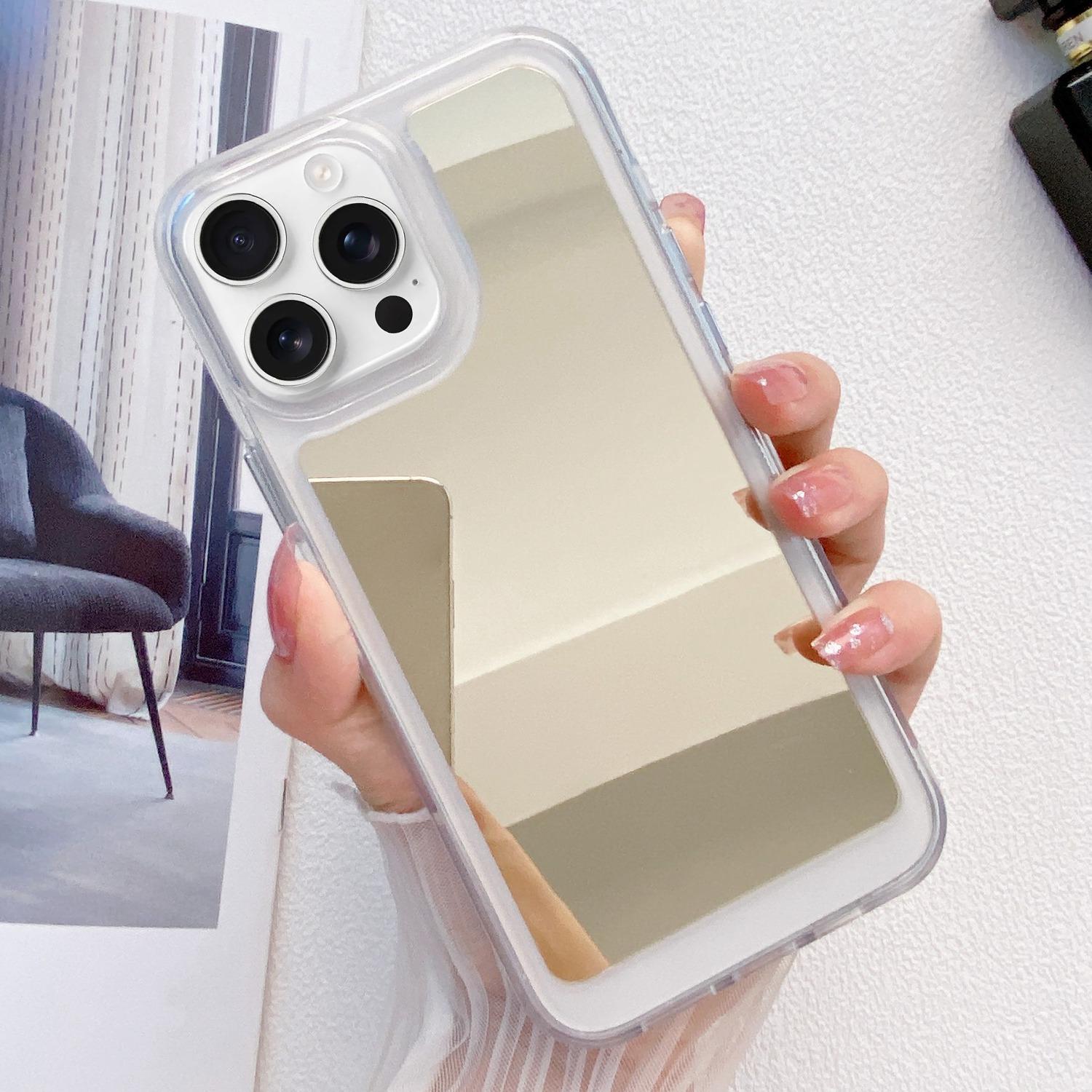 For iPhone 15 Pro Mirror TPU Phone Case(Gold) - Shopkiz.com