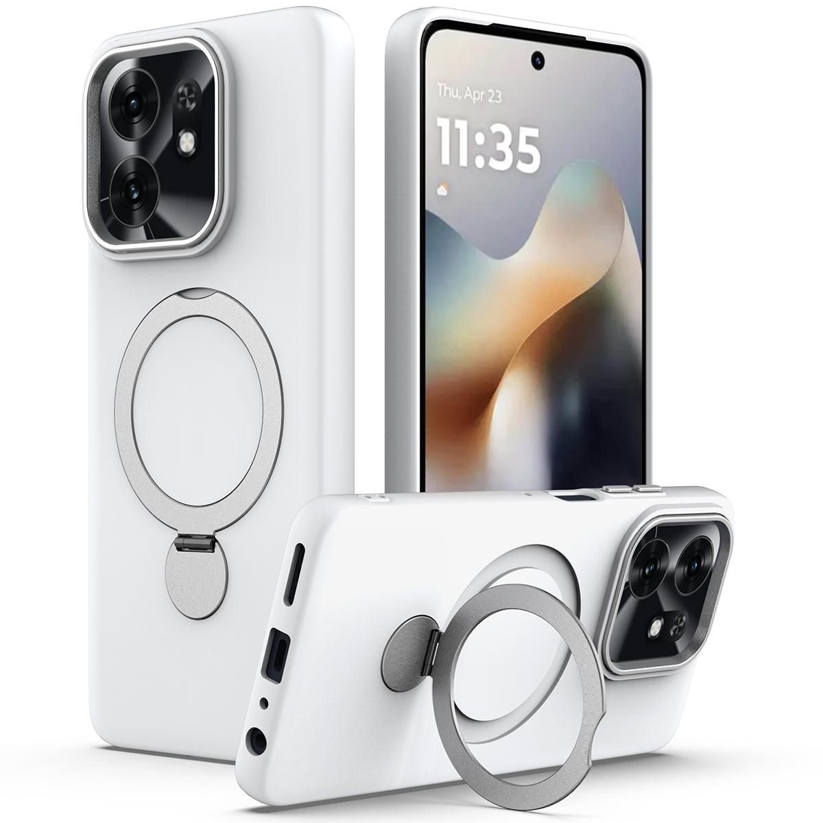 For Honor X6d 5G / 500 Smart Global Gen1.5 Pivot Ring Holder TPU Hybrid PC Phone Case(White) - Shopkiz.com
