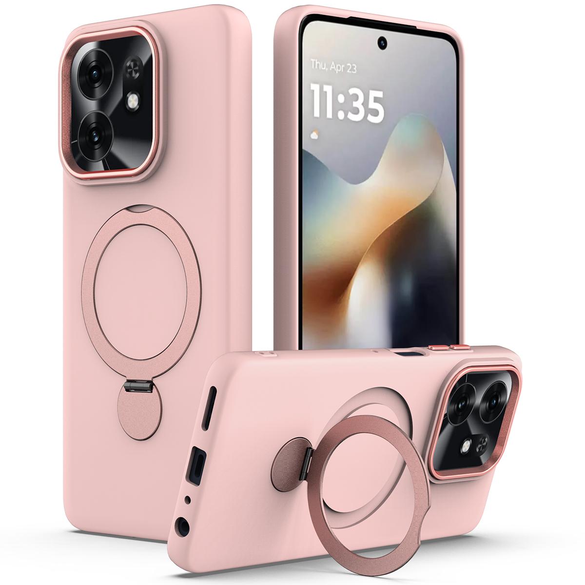 For Honor X6d 5G / 500 Smart Global Gen1.5 Pivot Ring Holder TPU Hybrid PC Phone Case(Pink) - Shopkiz.com