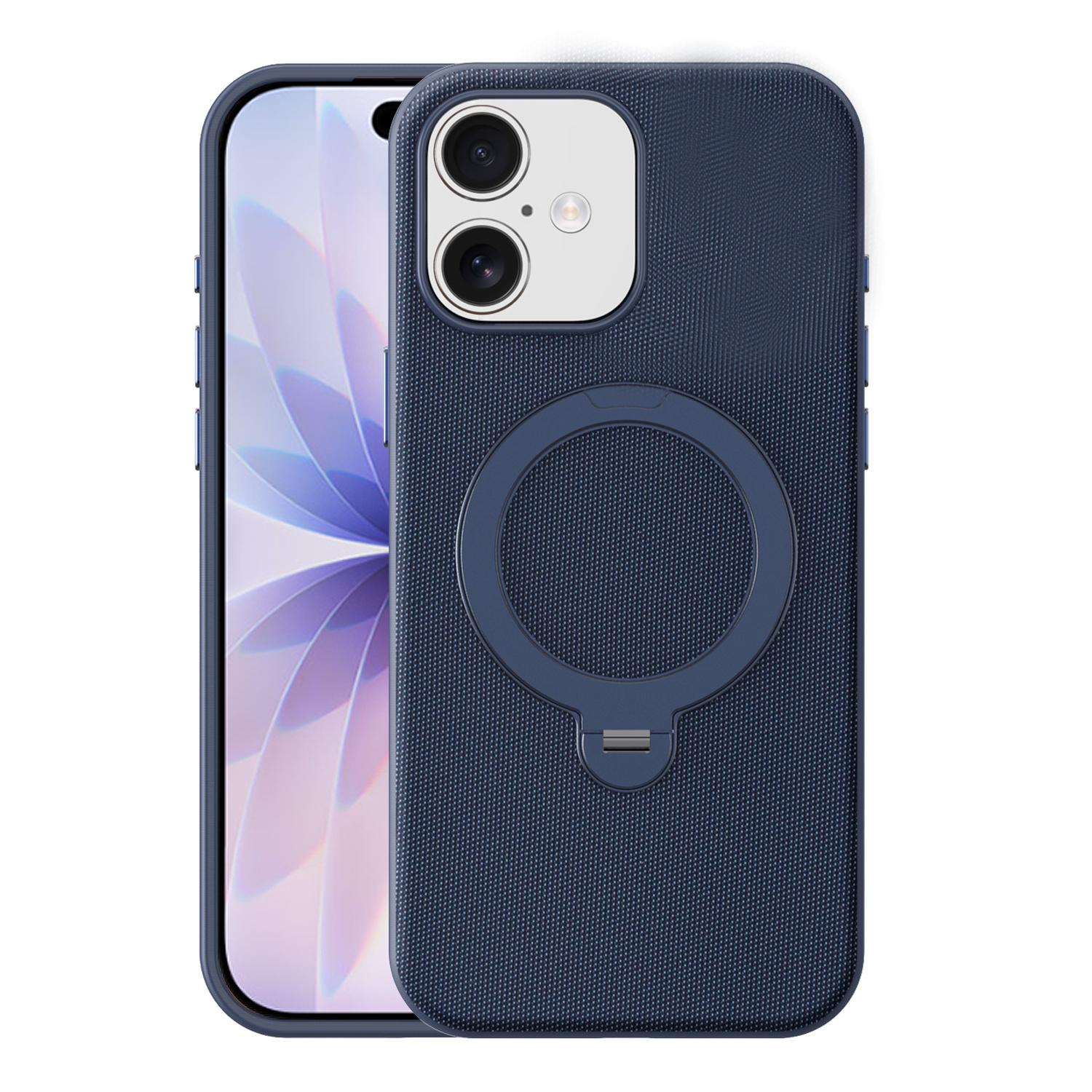 For iPhone 17 Tech Fabric 360 Rotation Holder Magnetic Phone Case with AI Camera Button(Blue) - Shopkiz.com