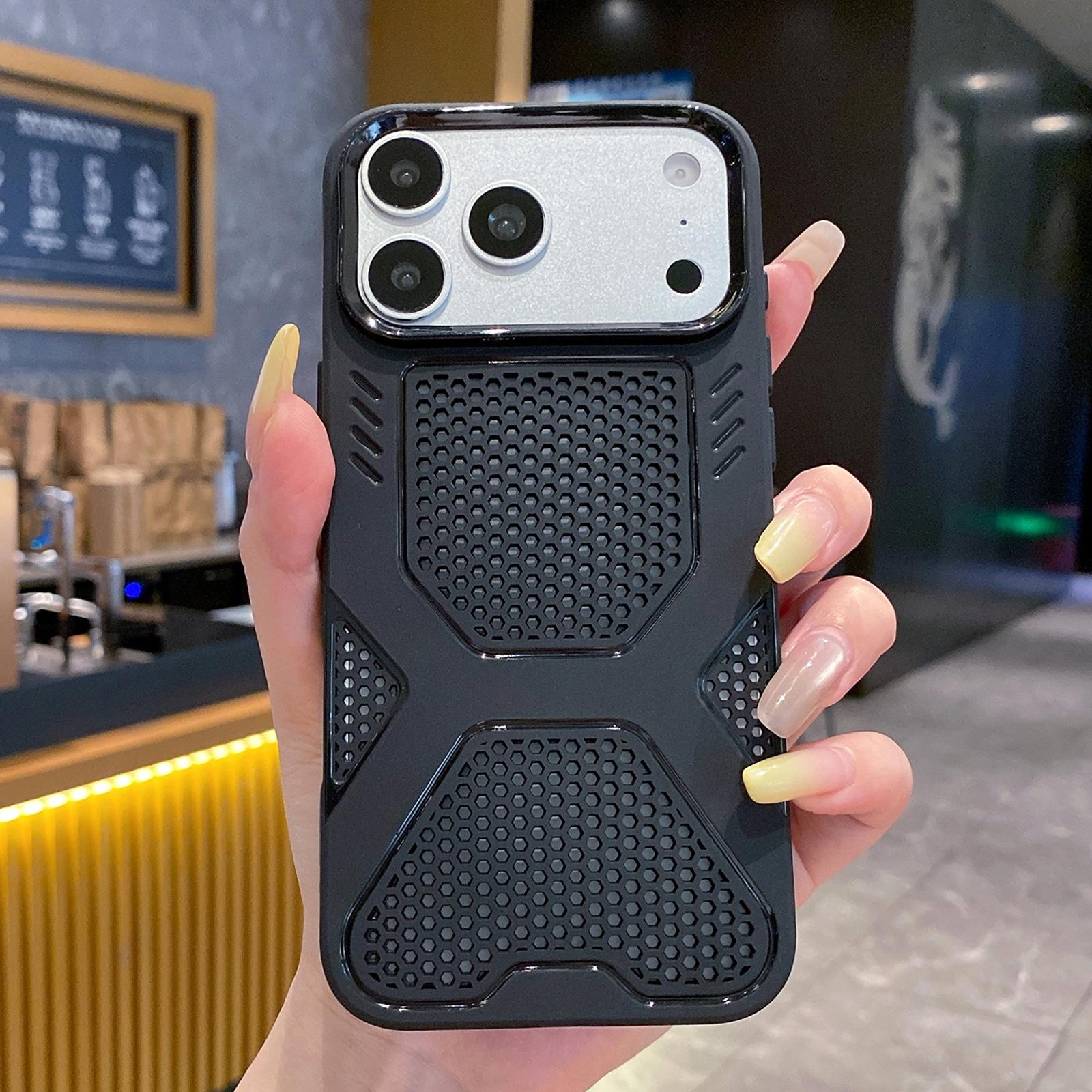 For iPhone 17 Pro X Armor Heat Dissipation TPU Phone Case(Black) - Shopkiz.com