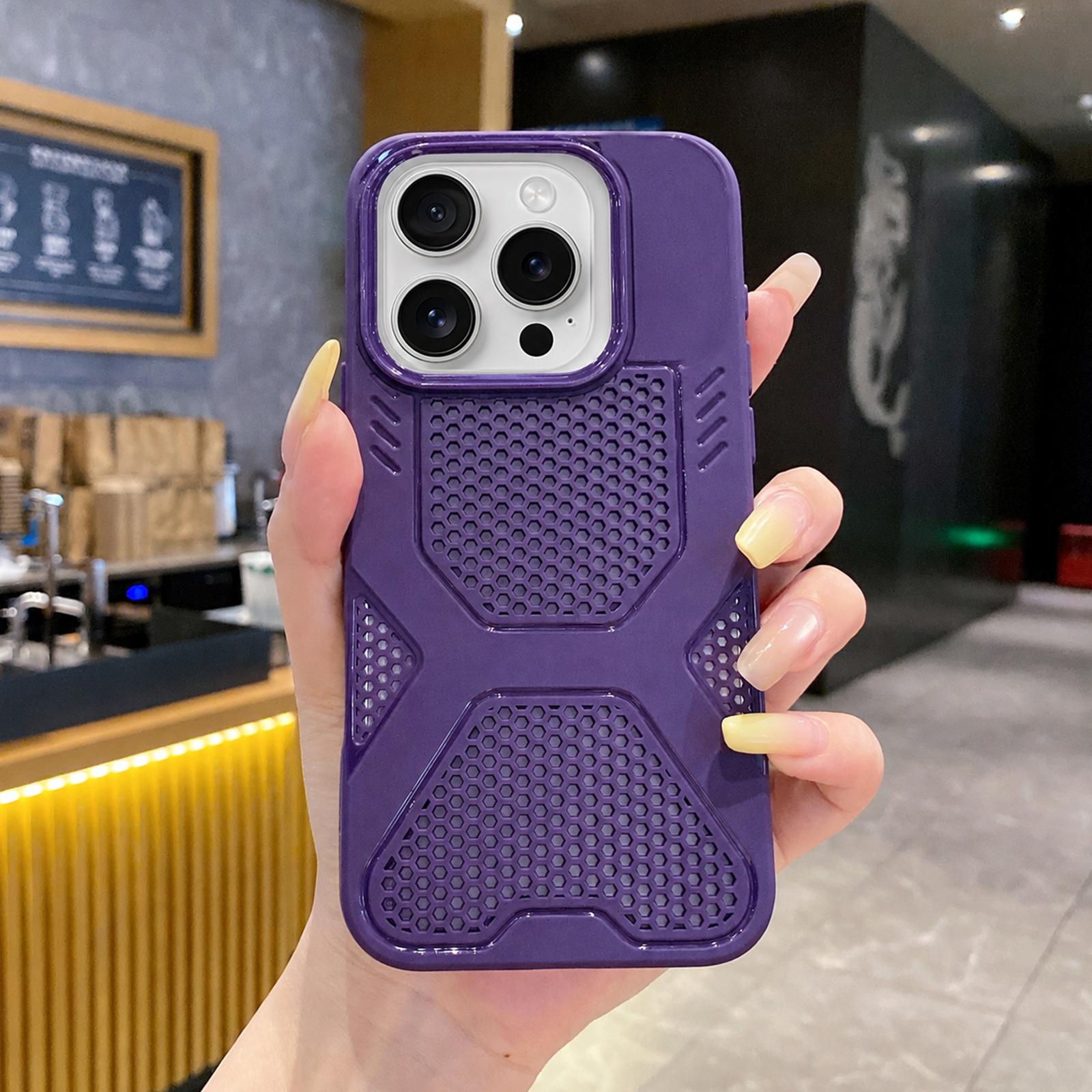 For iPhone 16 Pro X Armor Heat Dissipation TPU Phone Case(Purple) - Shopkiz.com