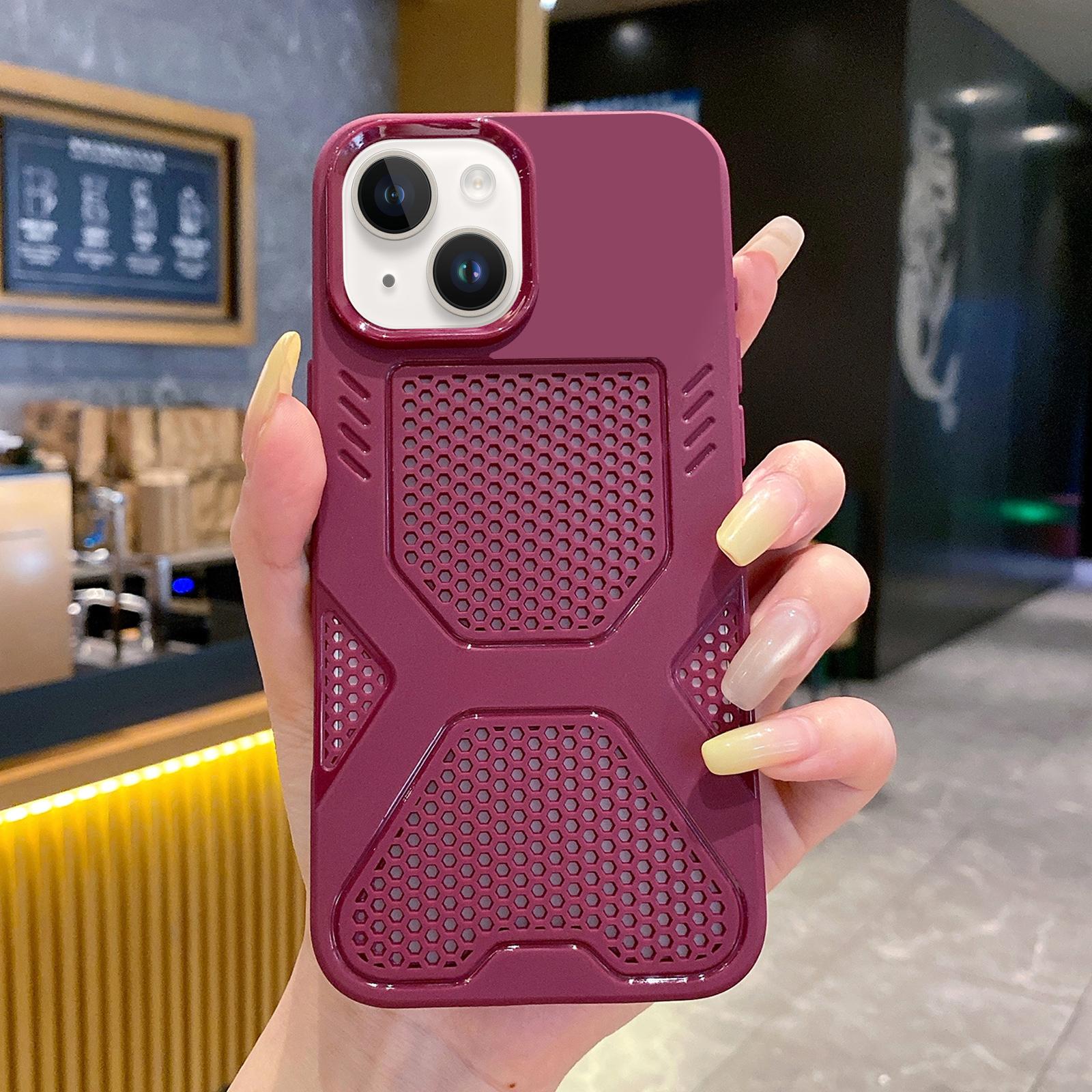 For iPhone 15 X Armor Heat Dissipation TPU Phone Case(Wine Red) - Shopkiz.com